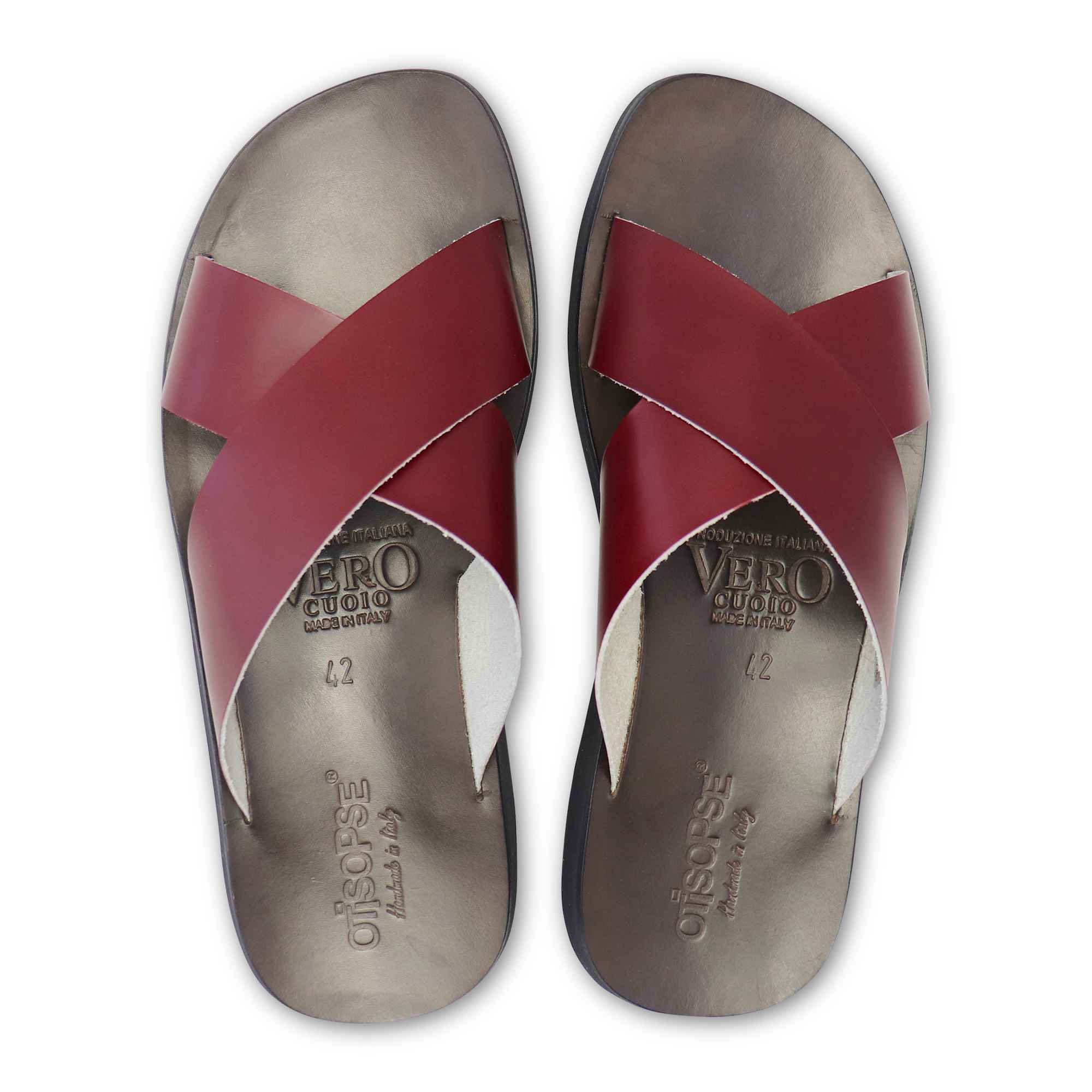 Sandali bordeaux in pelle spazzolata