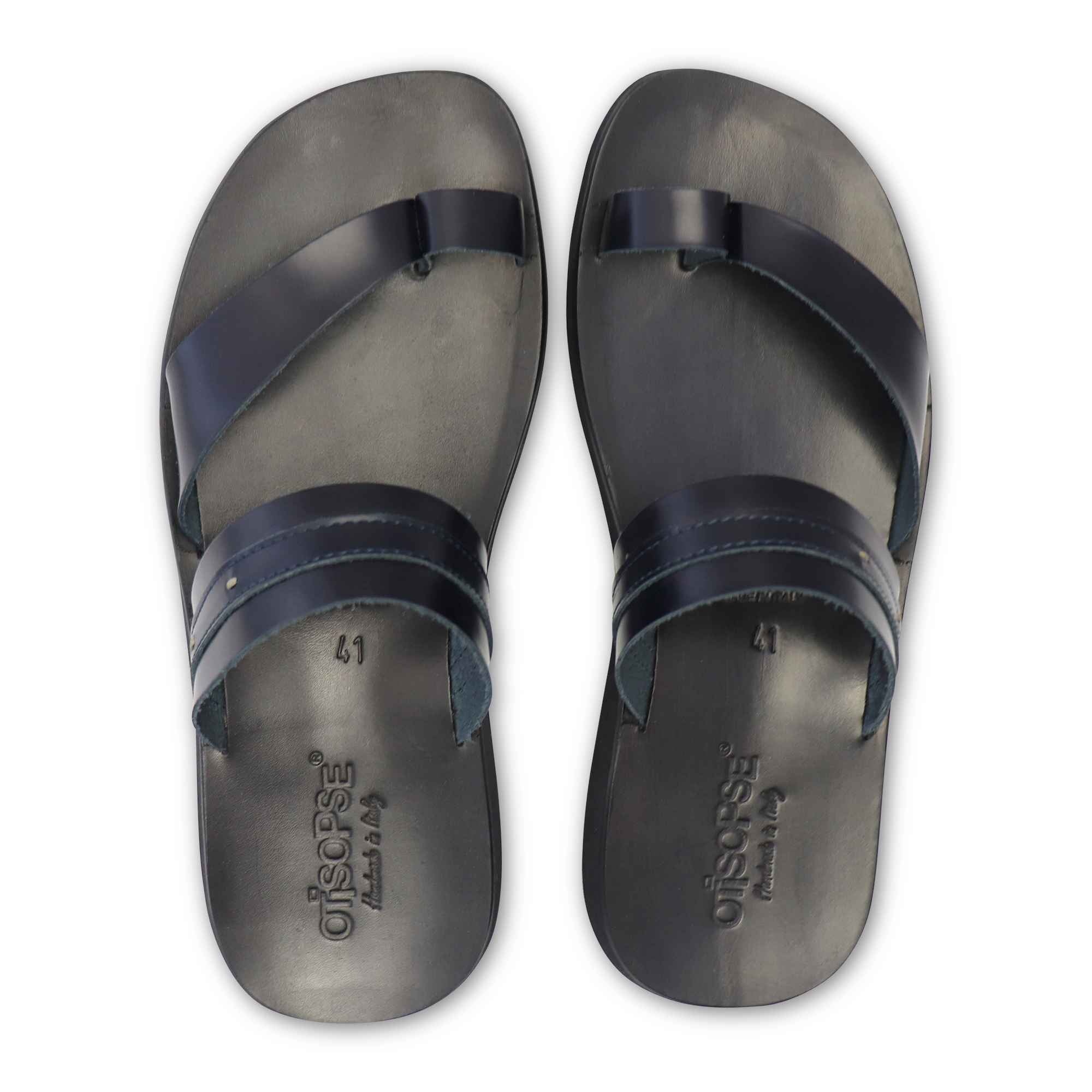 Sandali uomo blu in vernice