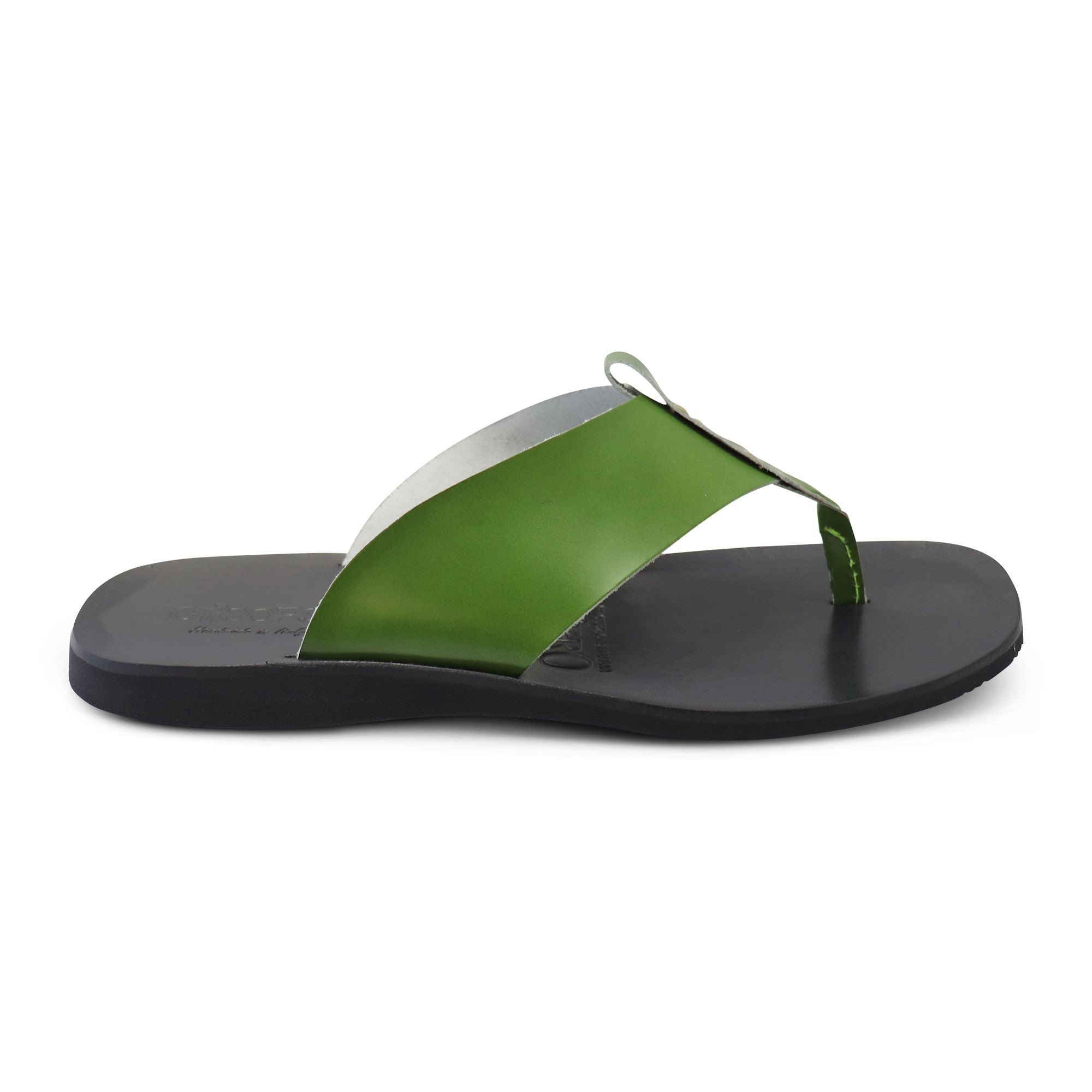 Sandali verdi in pelle spazzolata