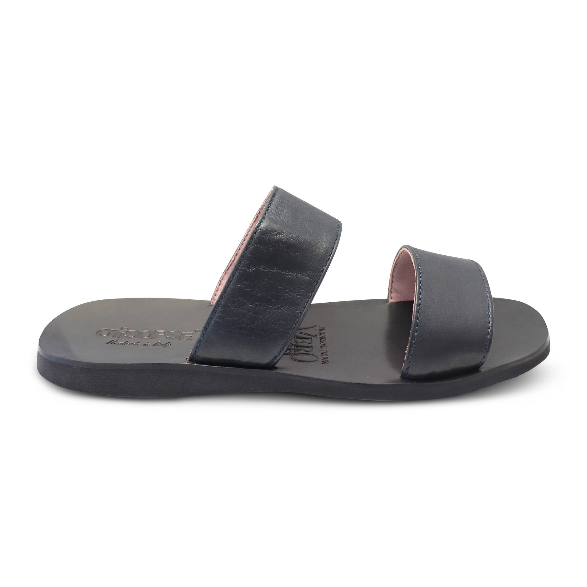 Sandali blu in pelle