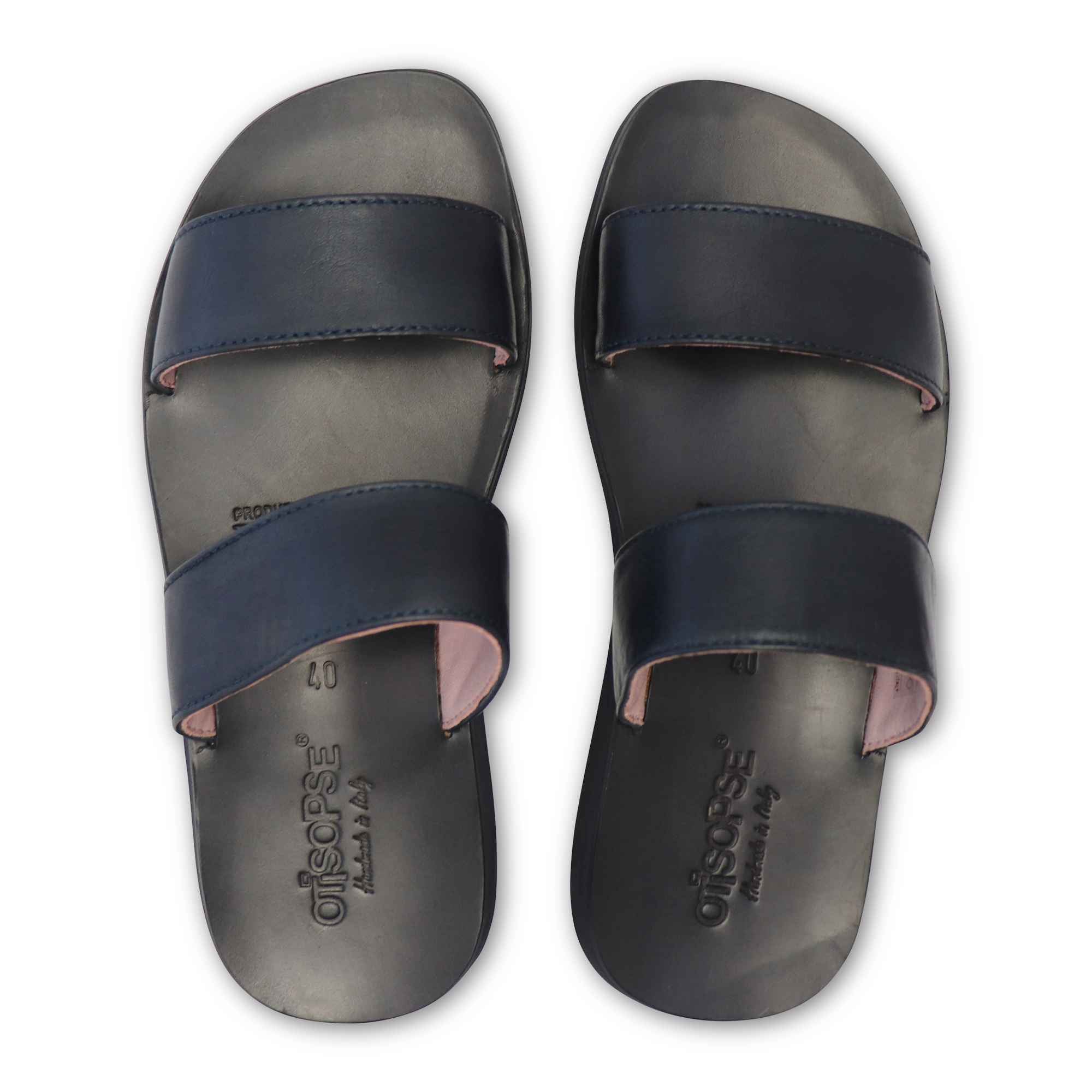 Sandali blu in pelle