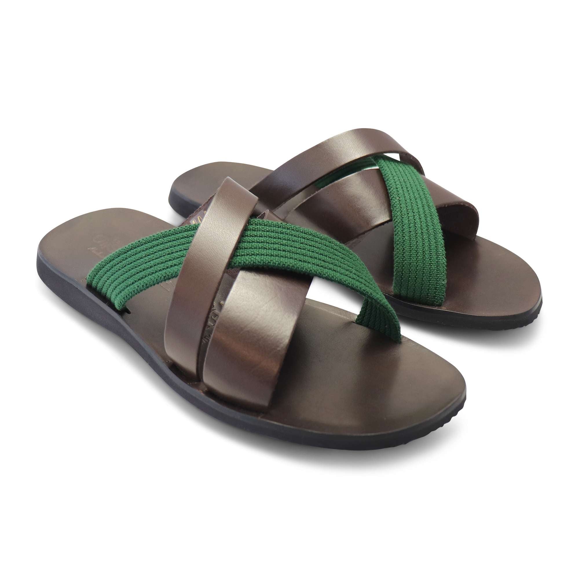 Sandali moro in pelle elastico verde