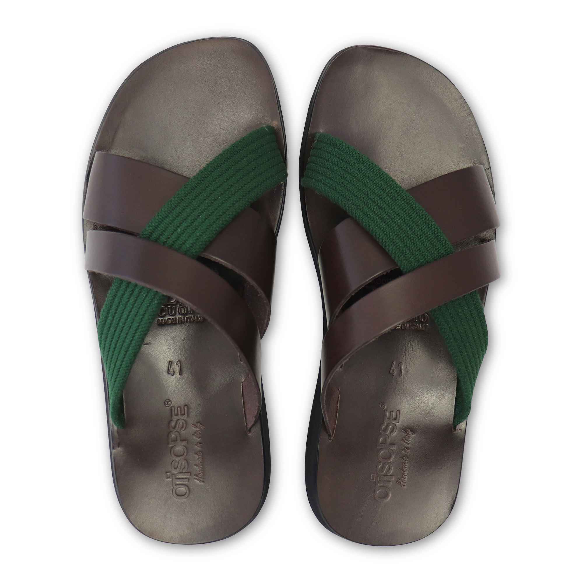 Sandali moro in pelle elastico verde