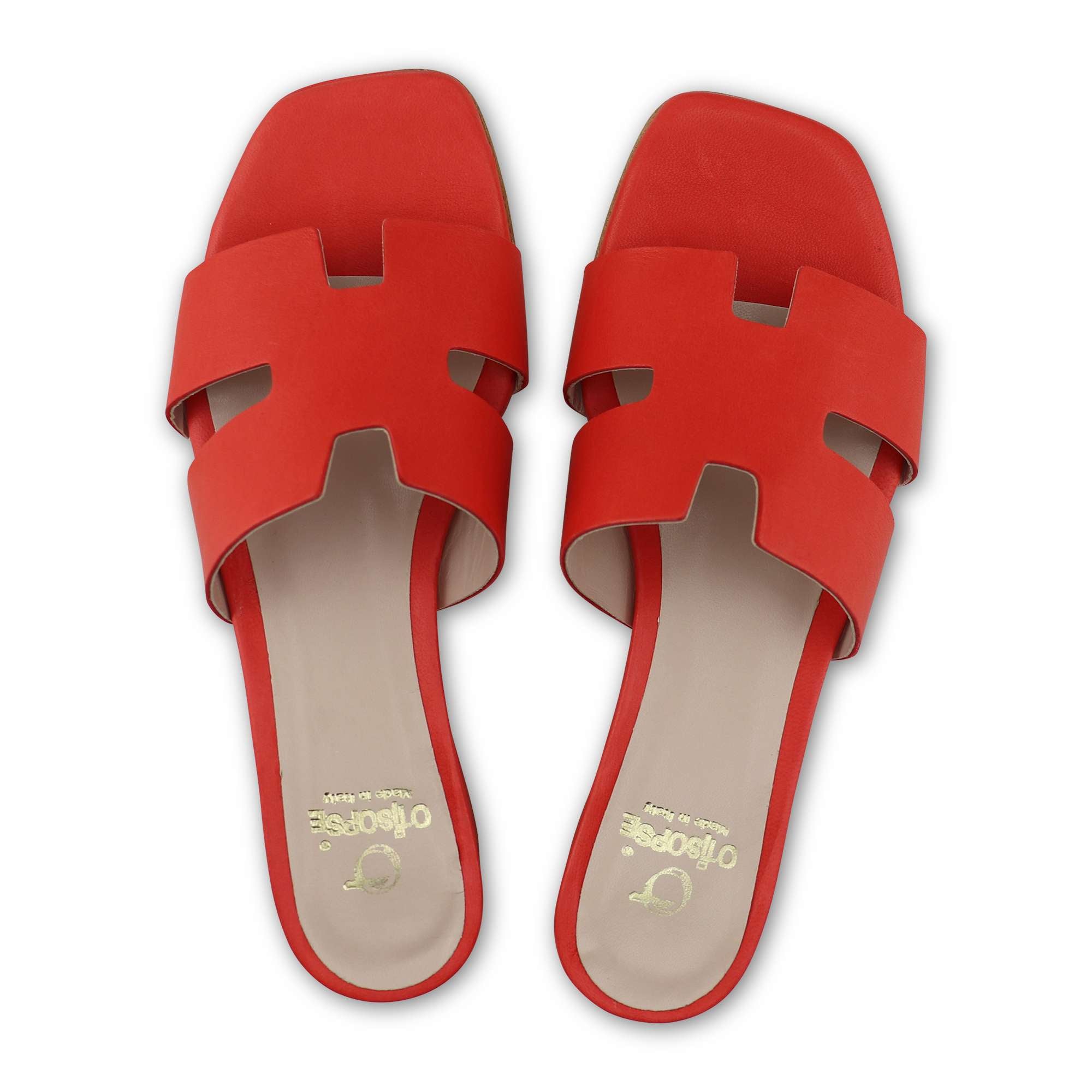Ciabatta corallo in pelle tacco 20