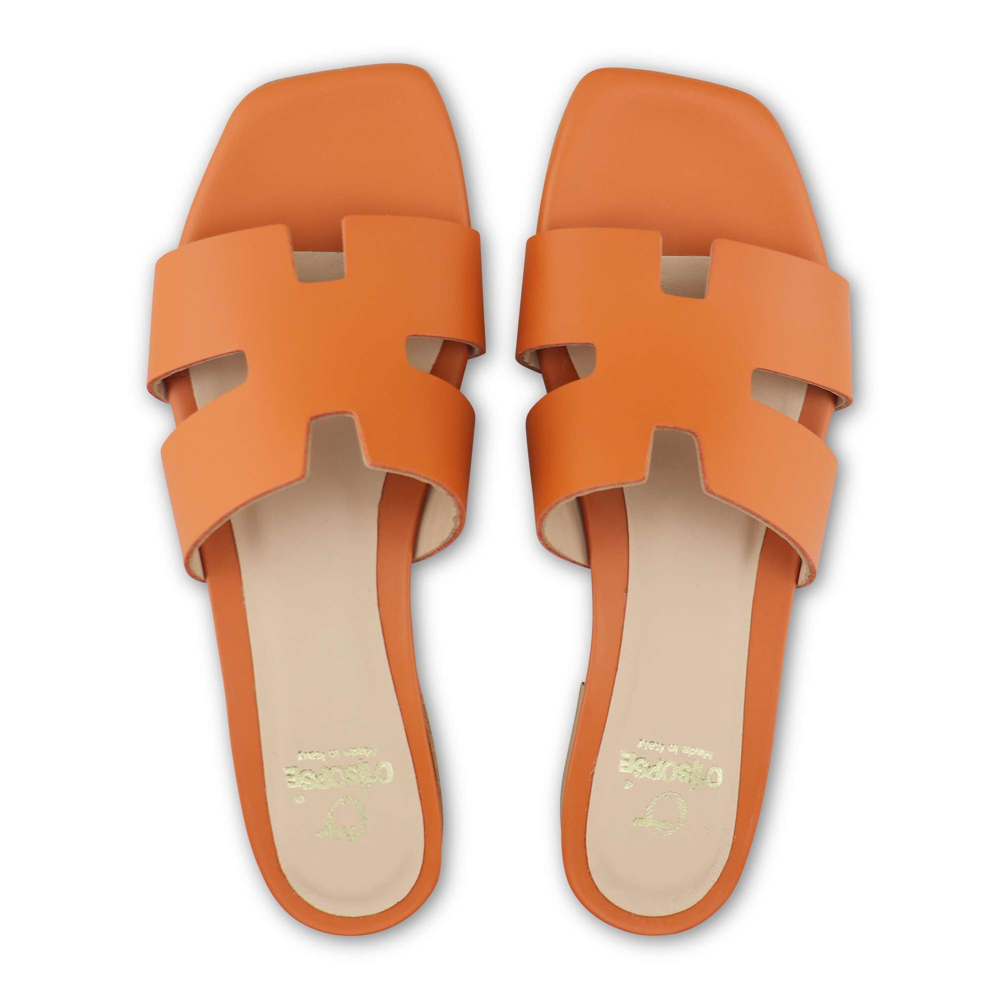 Ciabatta orange in pelle tacco 10