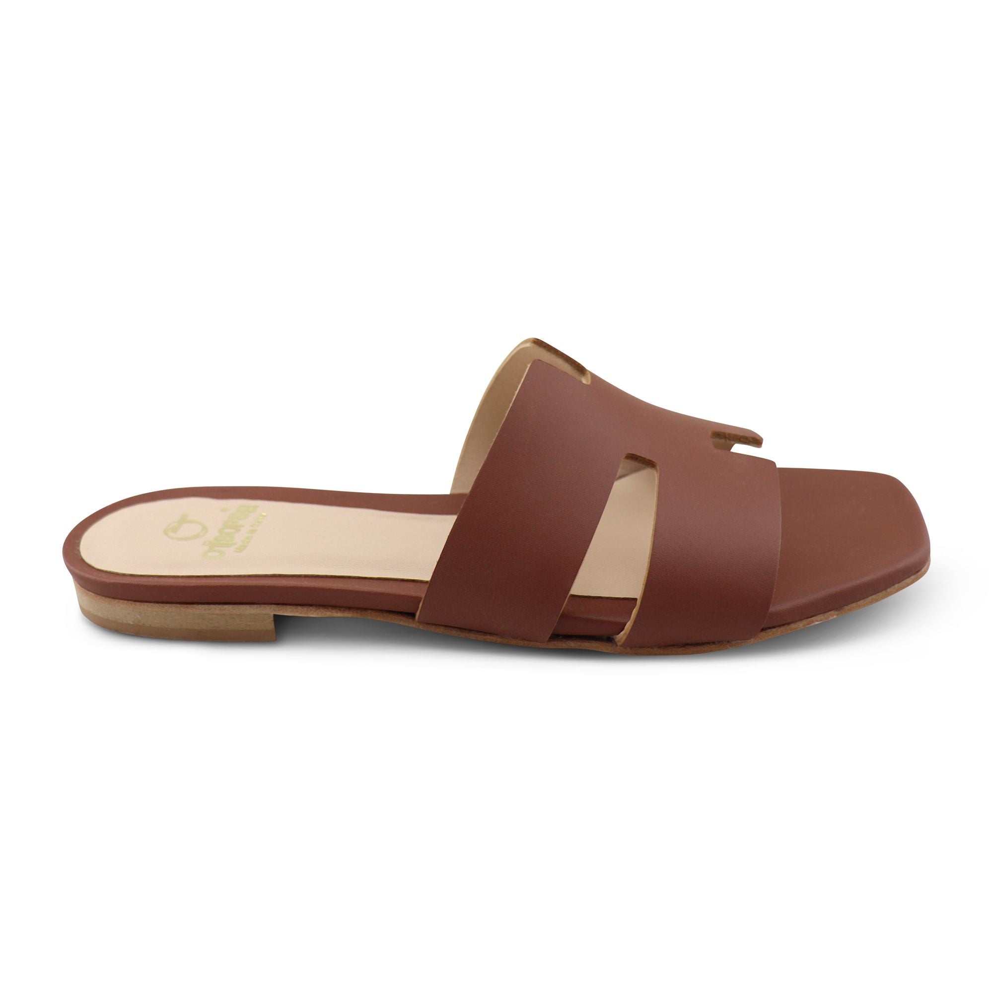 Ciabatta cognac in pelle tacco 10