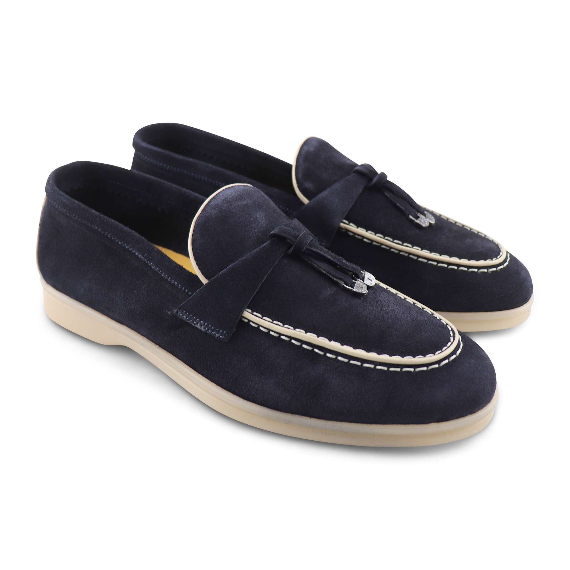 Mocassini uomo blu in camoscio