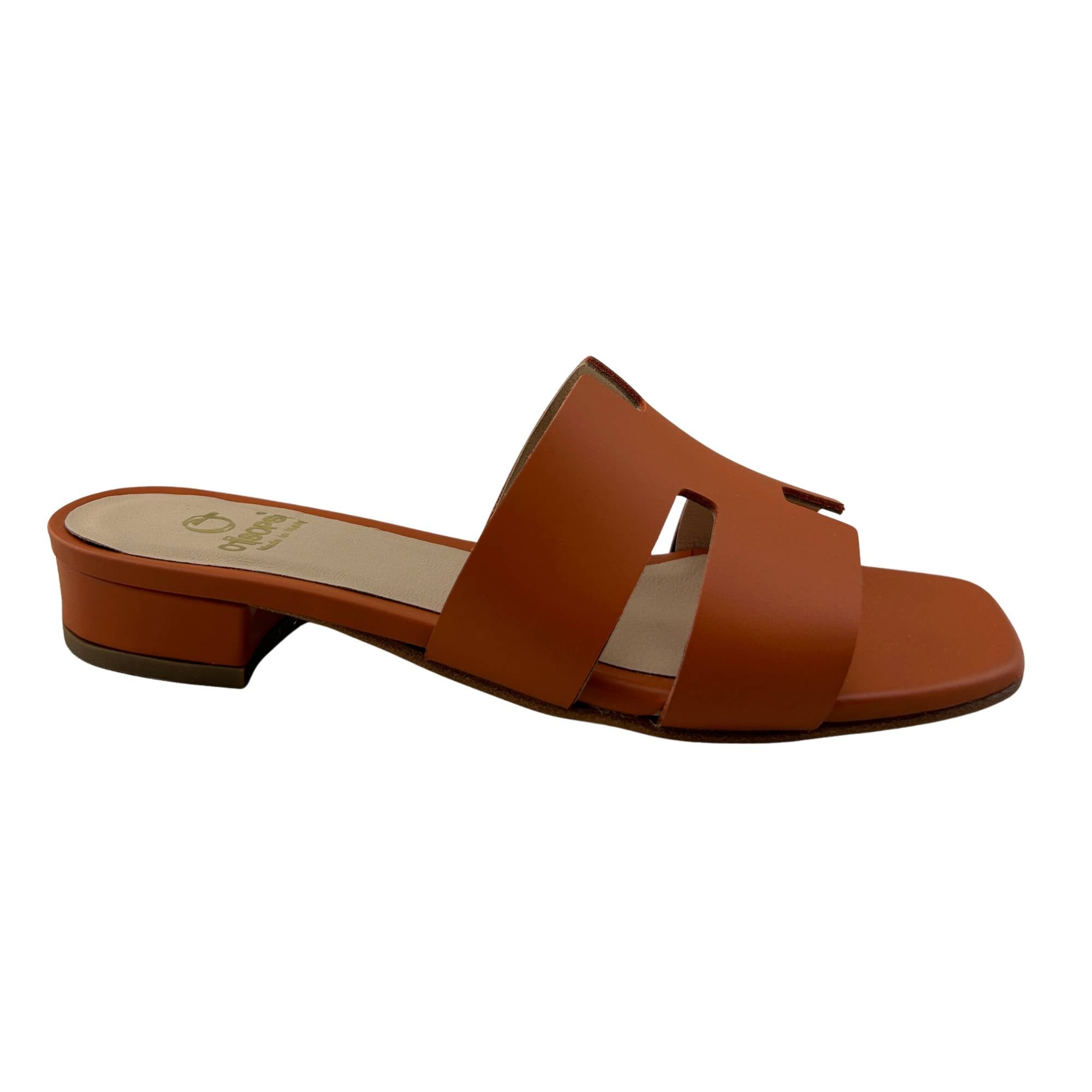 Ciabatta corallo in pelle tacco 10