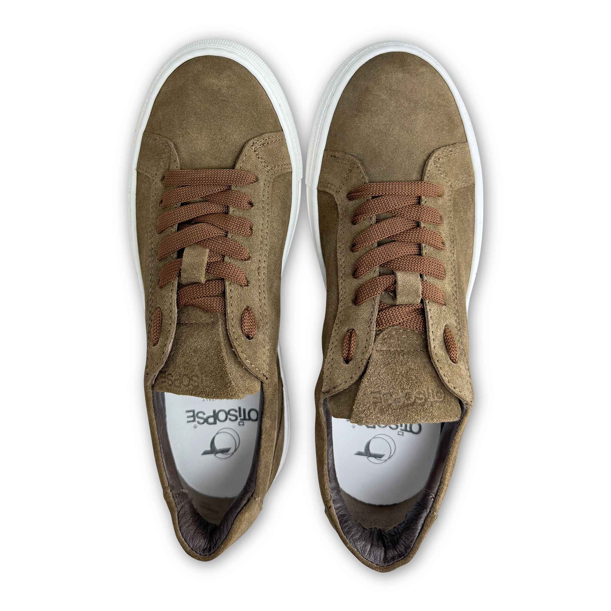 Sneakers taupe in camoscio