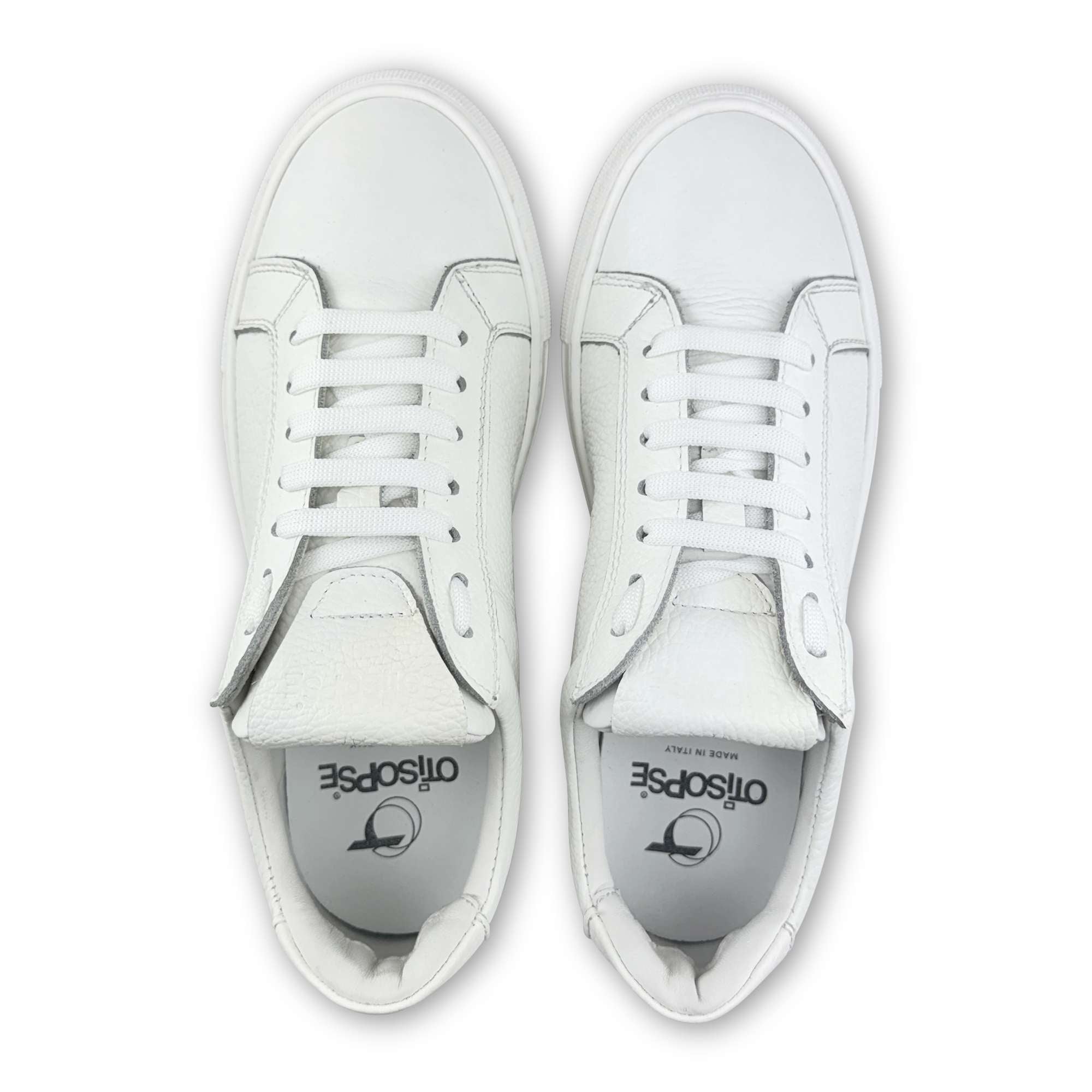 Sneakers bianco in pelle martellata