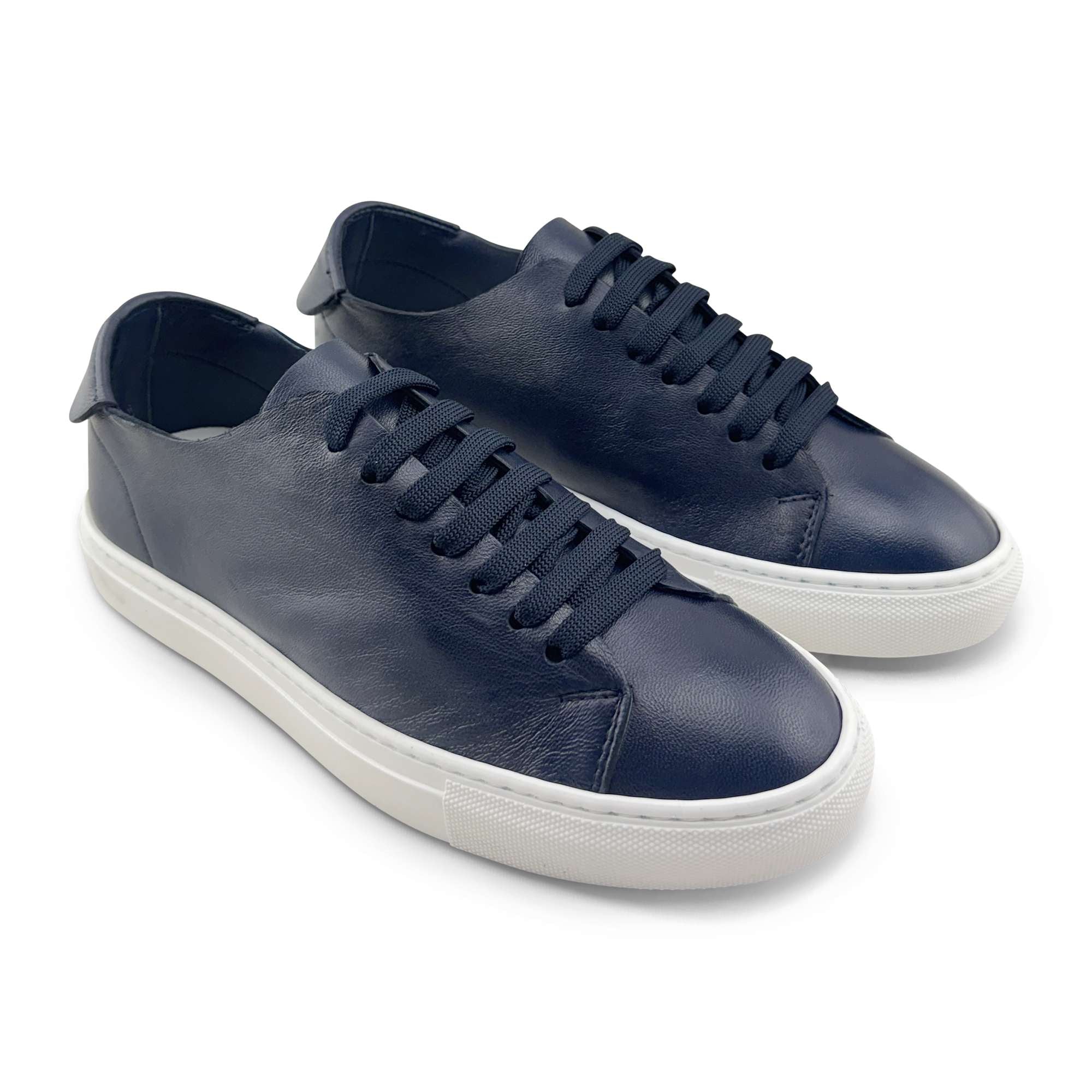 Sneakers blu in pelle