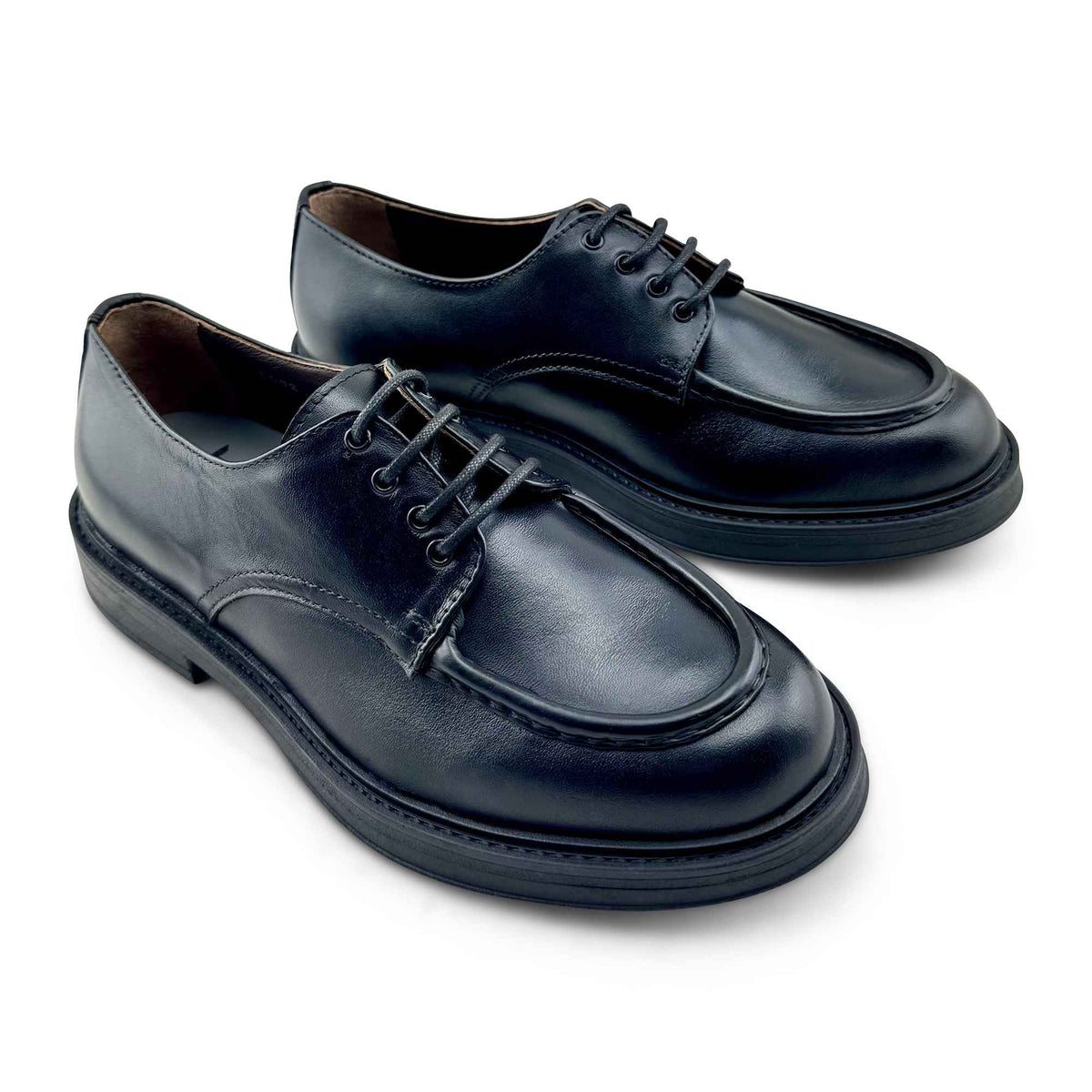 Derby nero in pelle