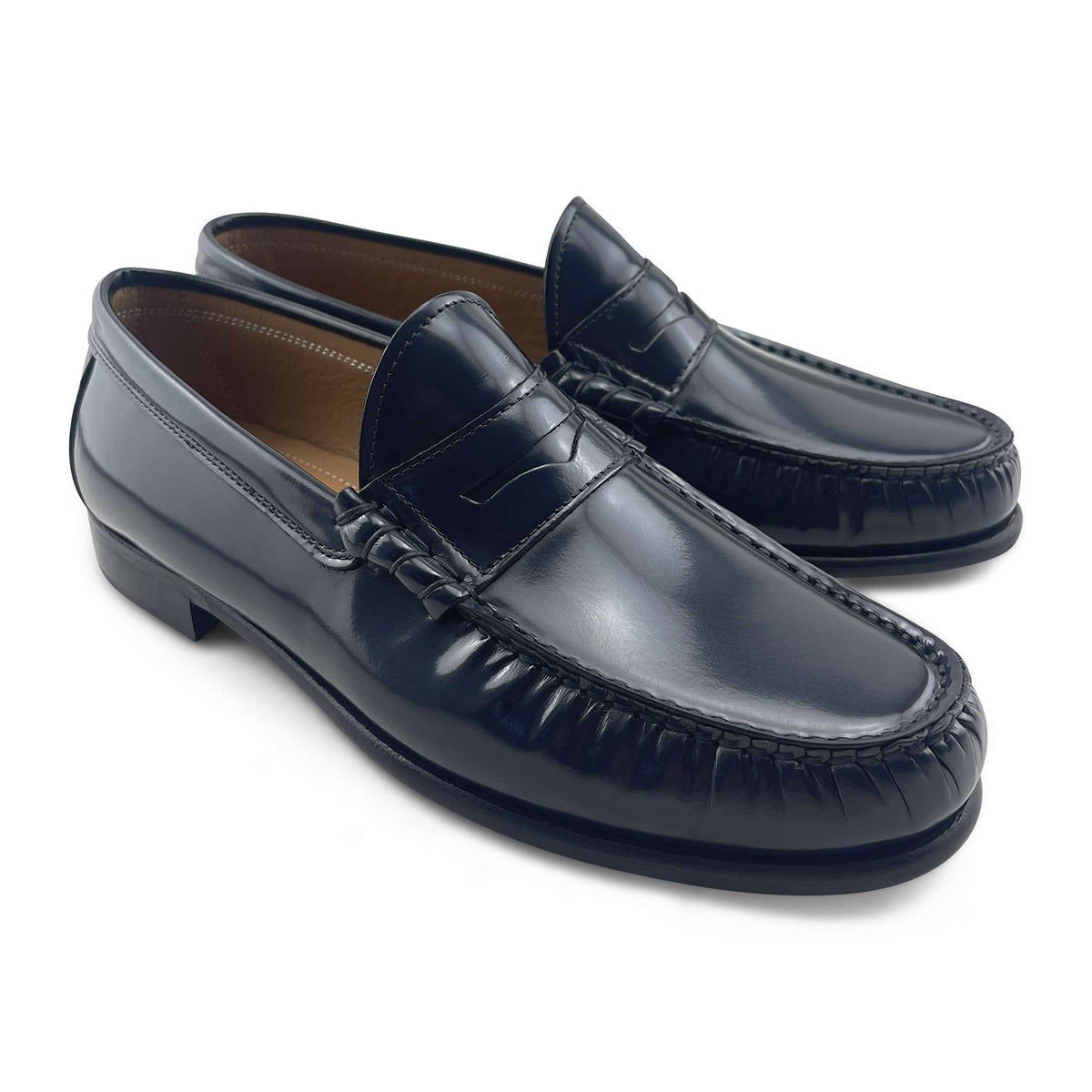 Mocassino in pelle abrasivata blu