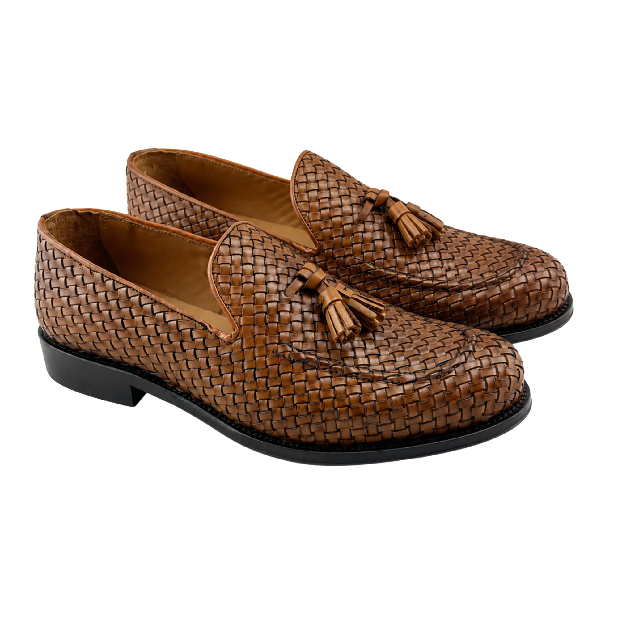 Slipper cuoio in pelle intrecciata