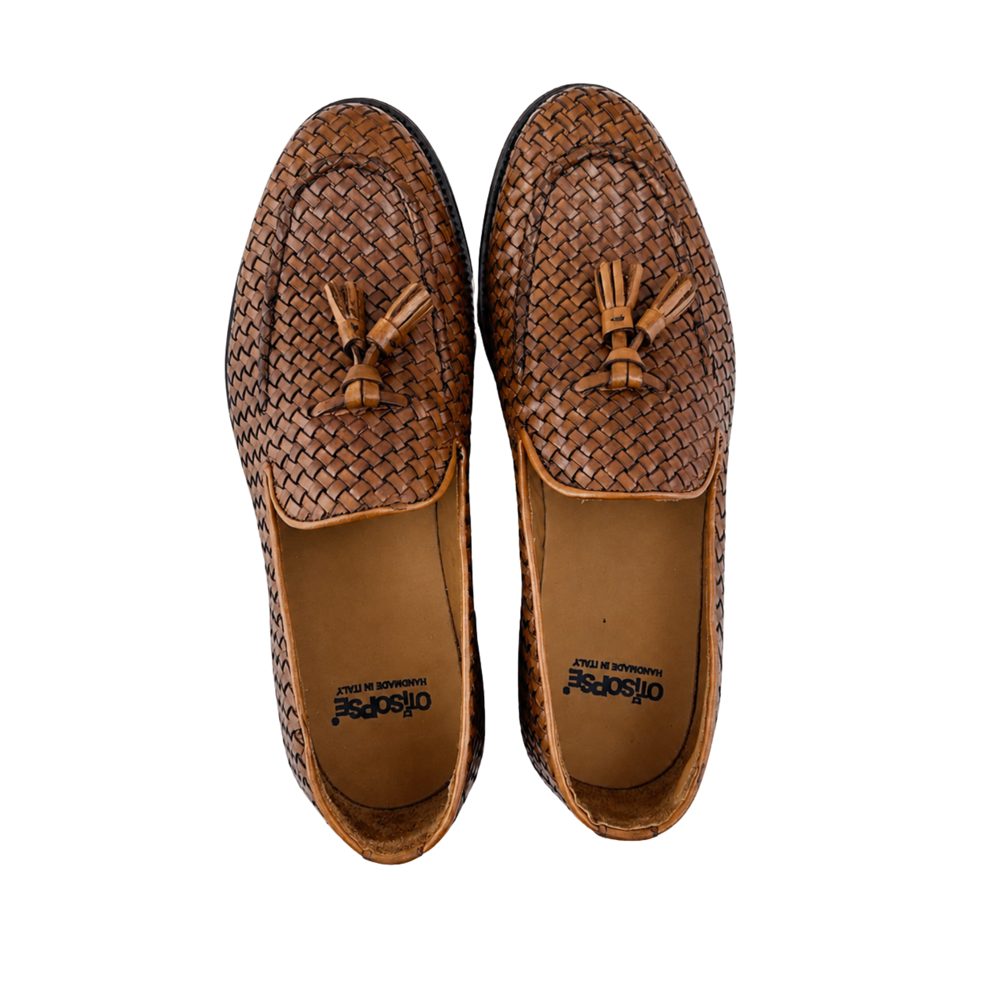 Slipper cuoio in pelle intrecciata