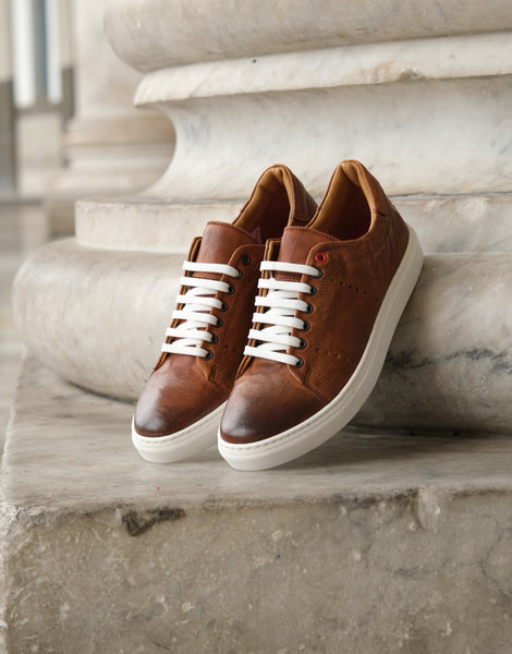 Light brown leather sneakers