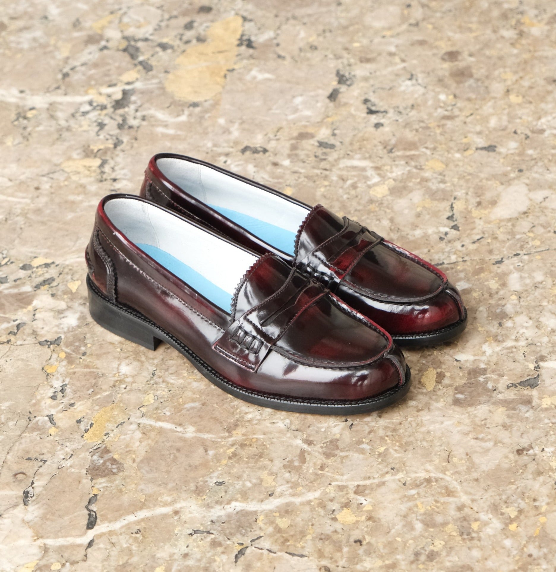 Burgundy brushed leather loafers