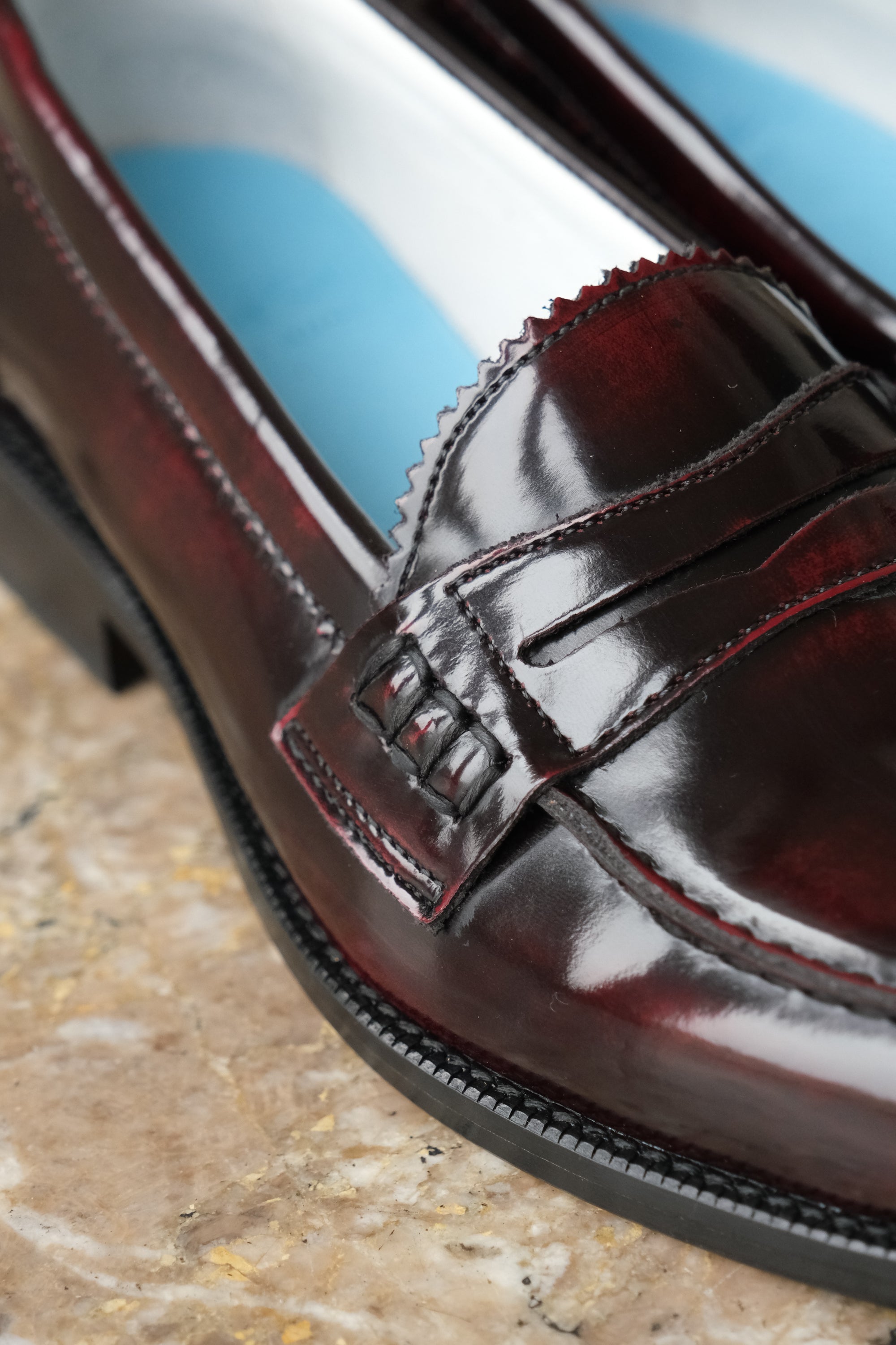 Burgundy brushed leather loafers