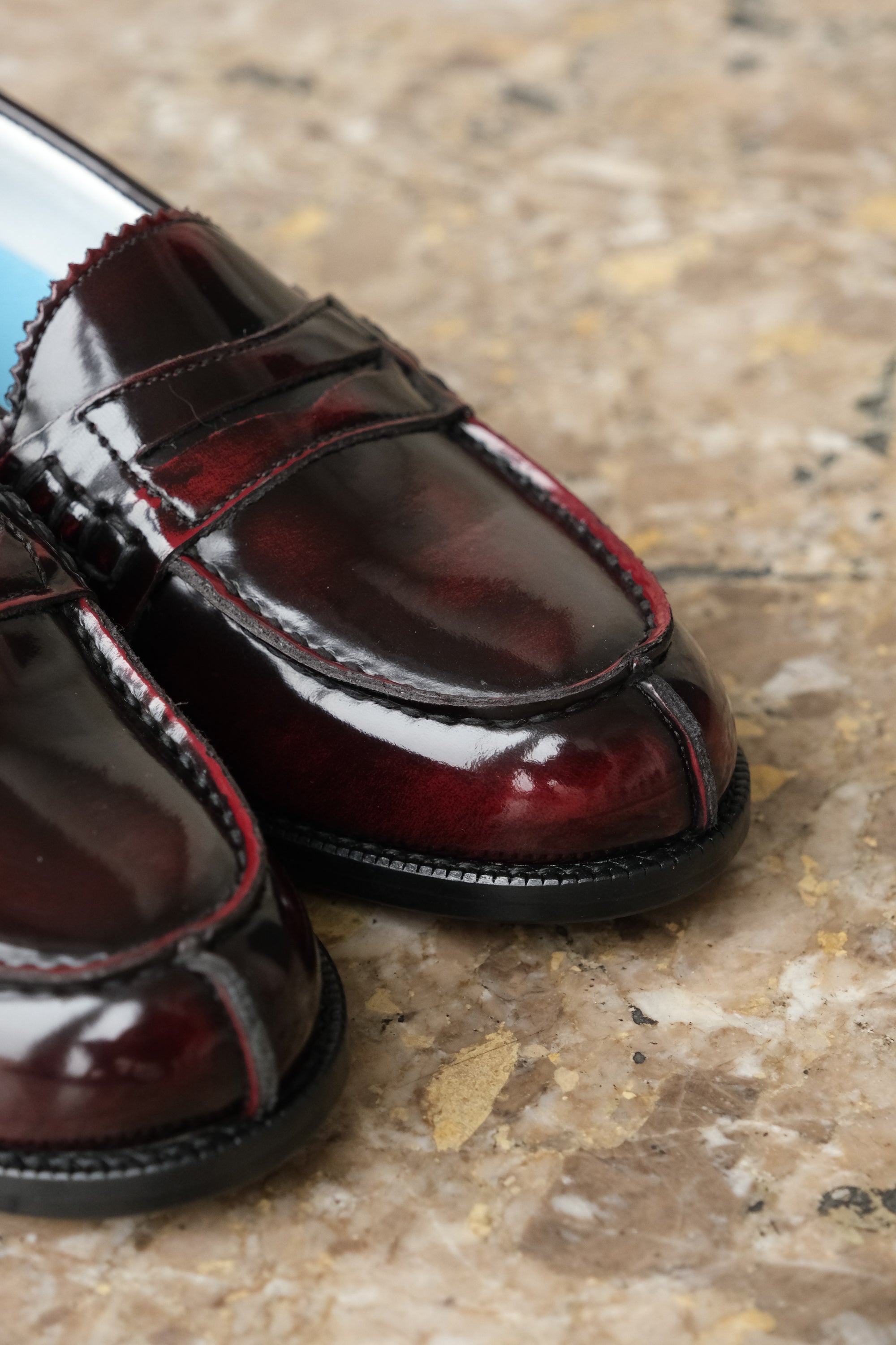 Burgundy brushed leather loafers