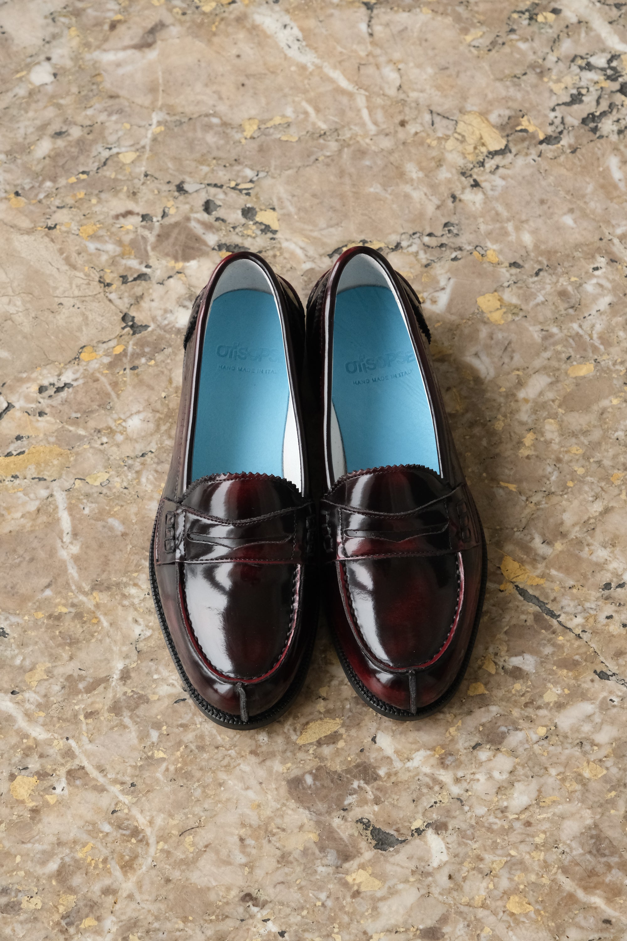 Burgundy brushed leather loafers