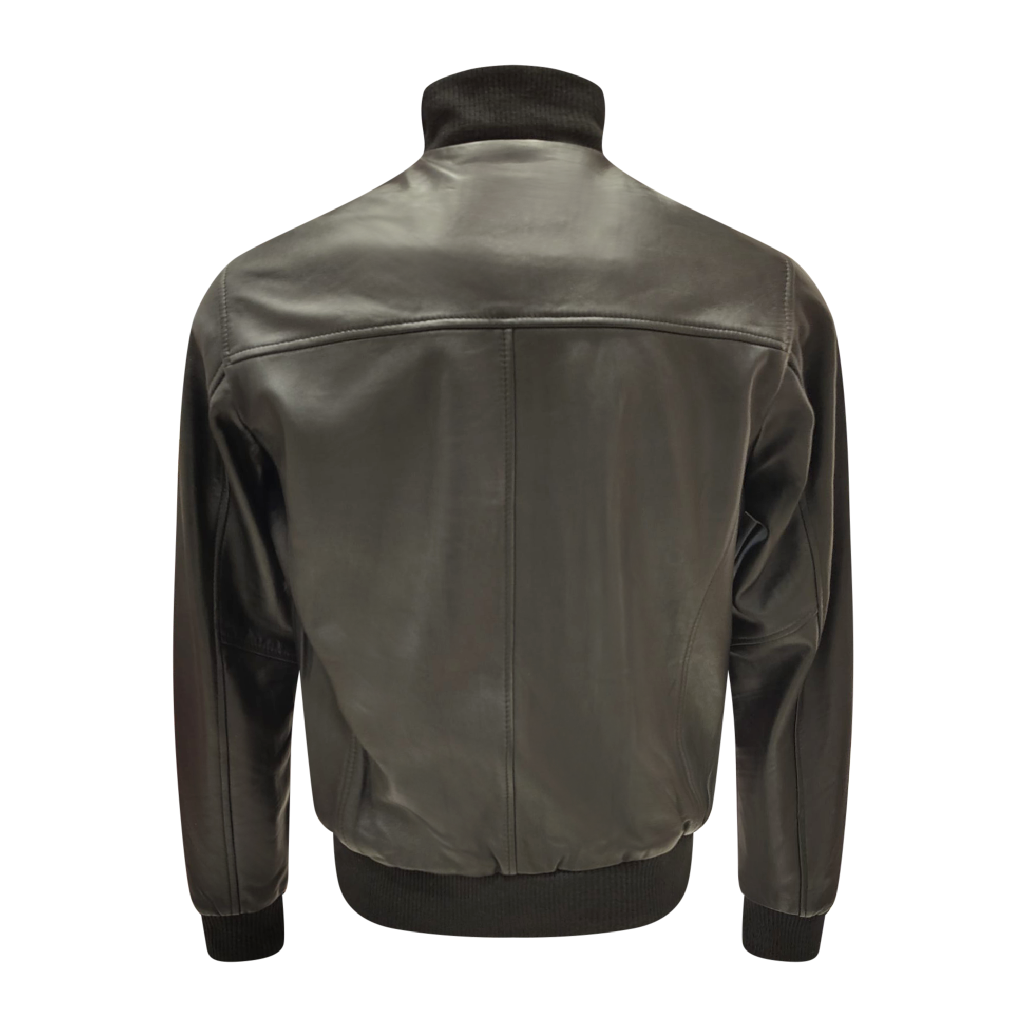 Dark brown leather bomber jacket