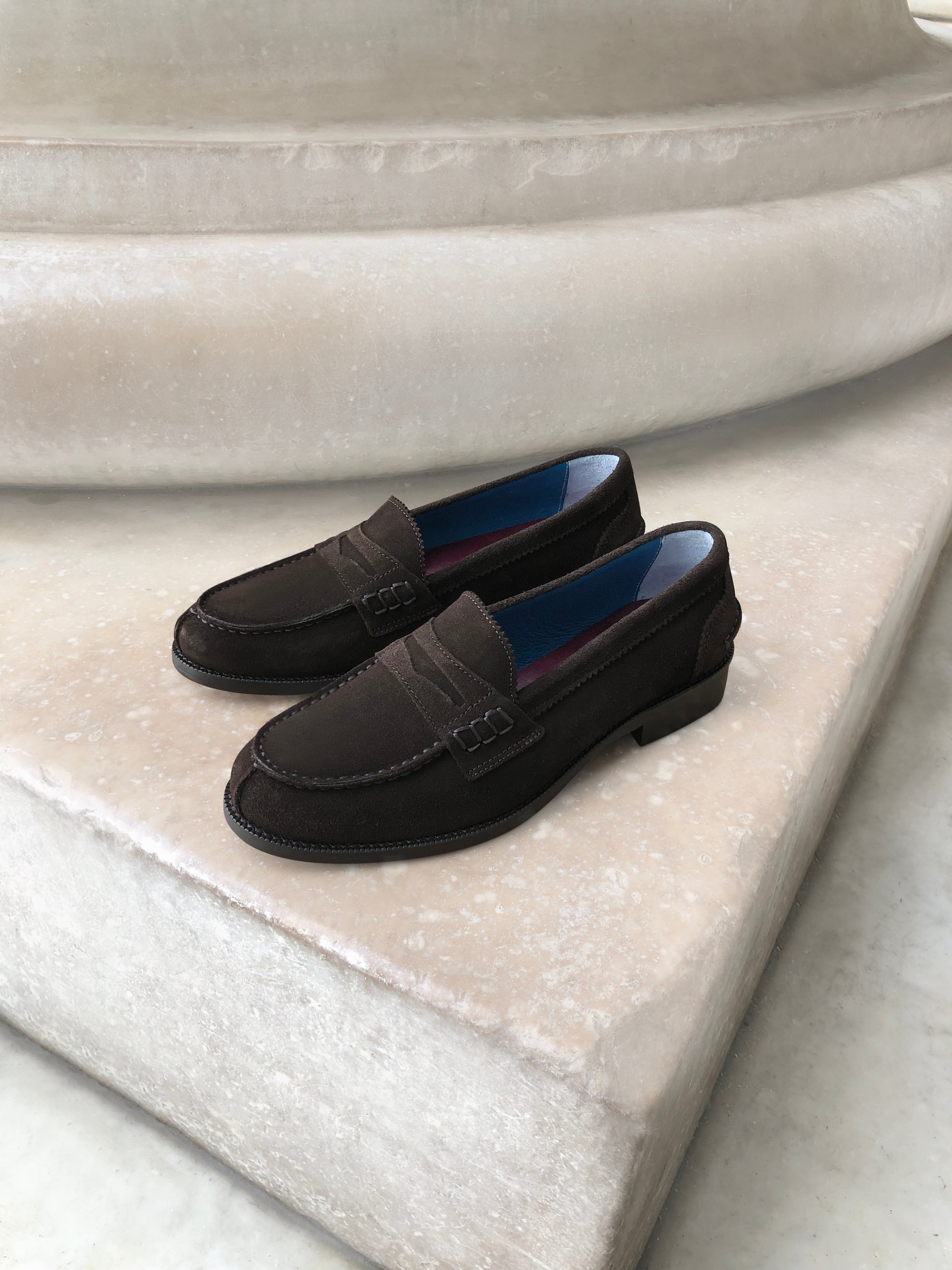 Dark brown suede moccasins