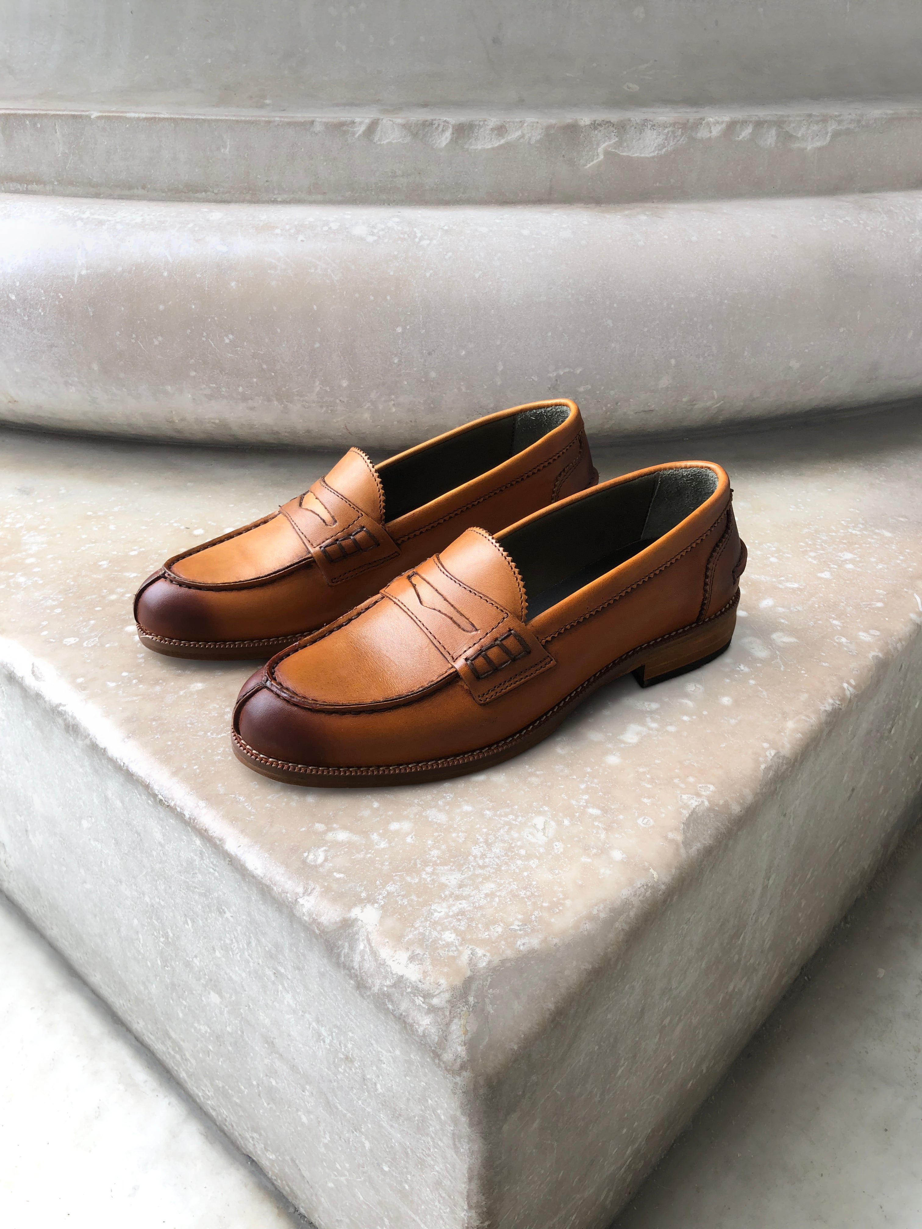 Leather college moccasin