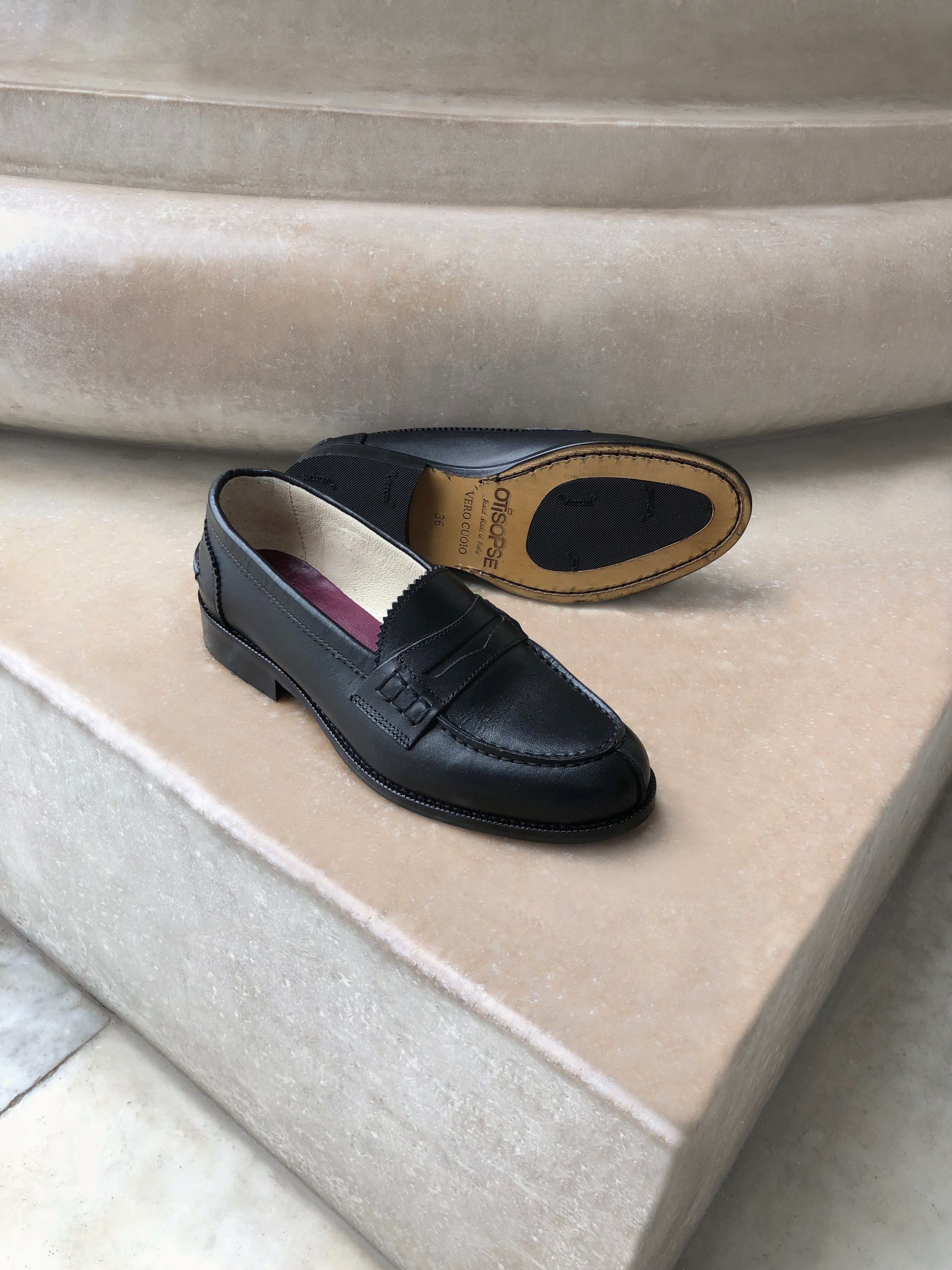 Black leather moccasin