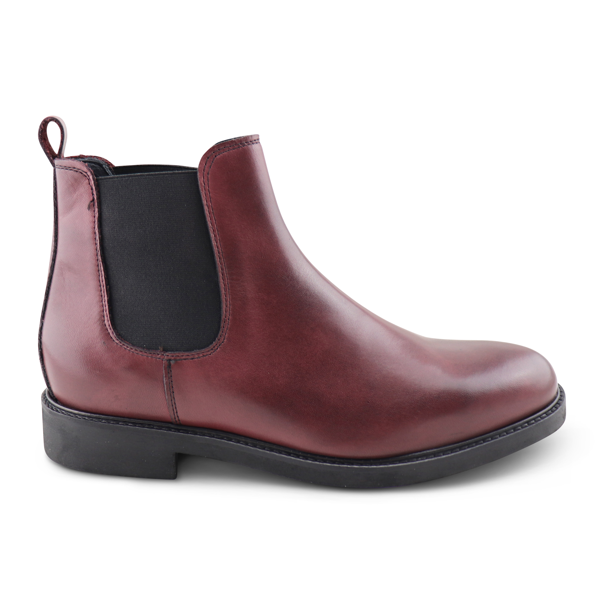 Burgundy leather Chelsea boots