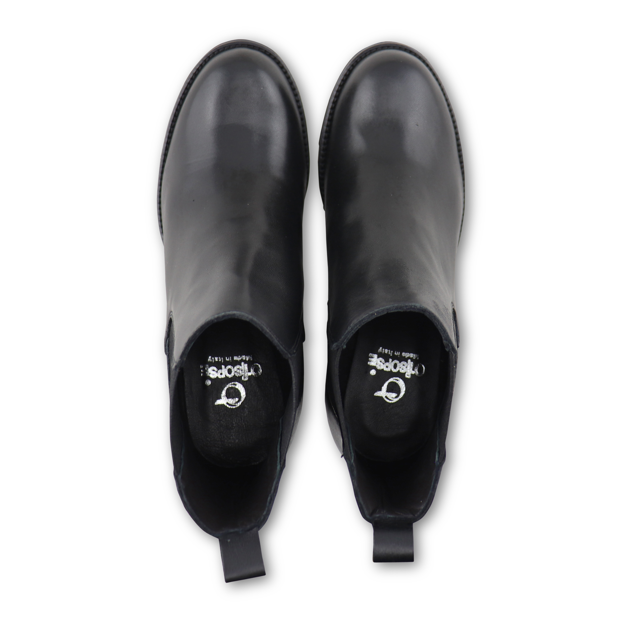 Black leather ankle boots size 70