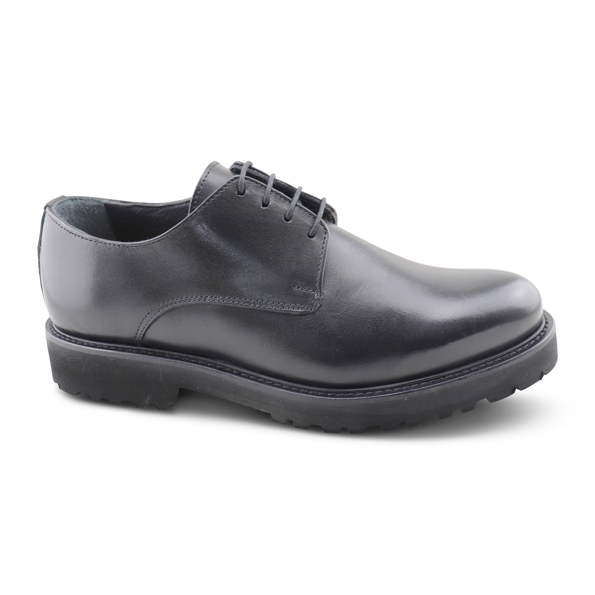 Derby vibram nero in pelle