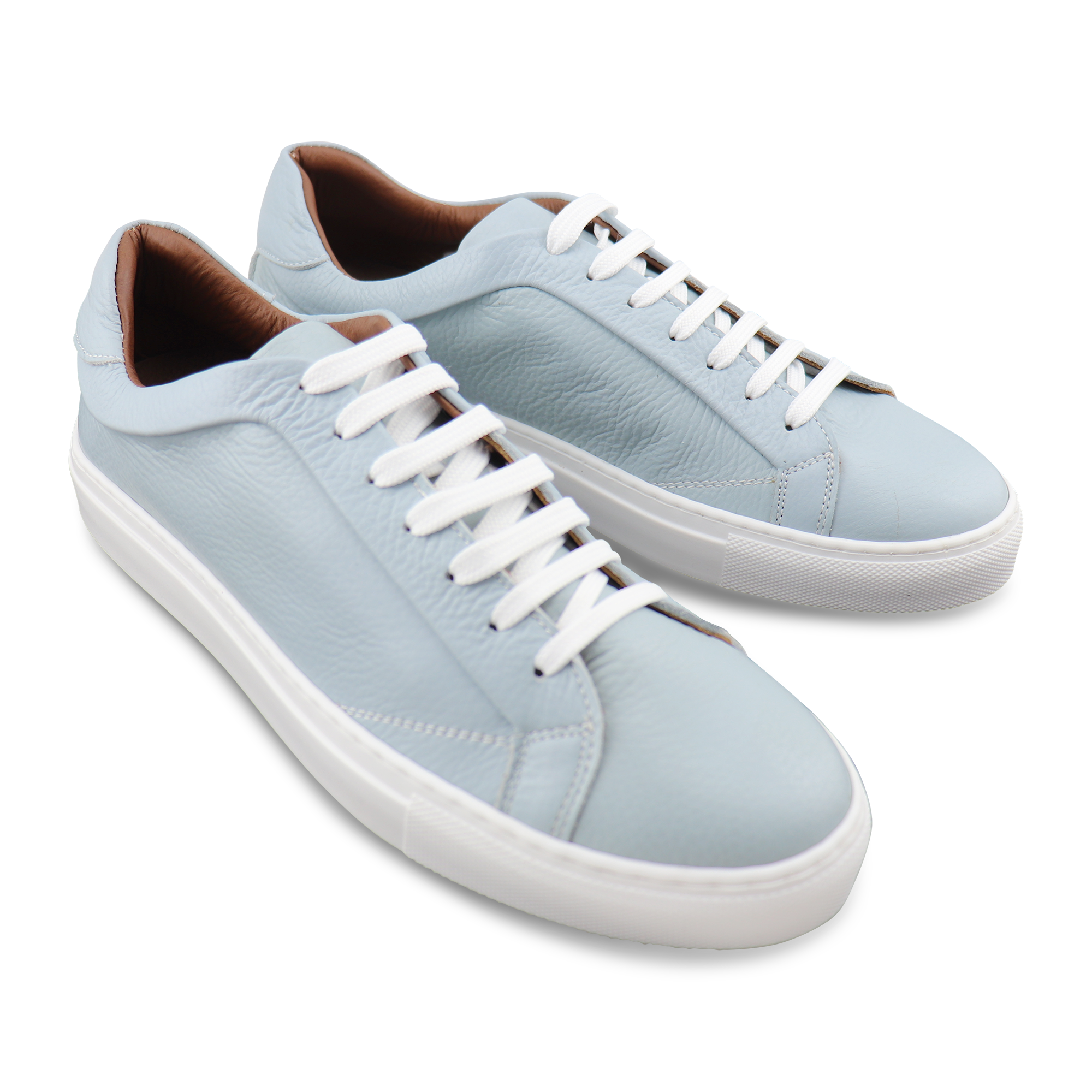 Sneakers celeste in pelle martellata