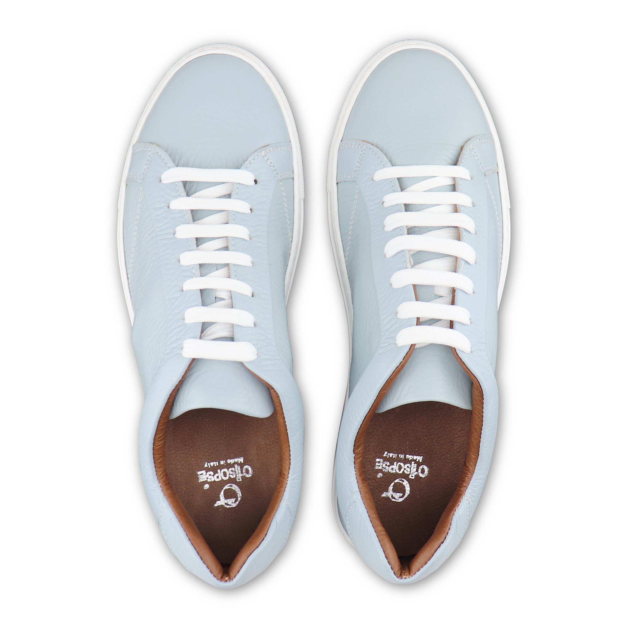 Sneakers celeste in pelle martellata