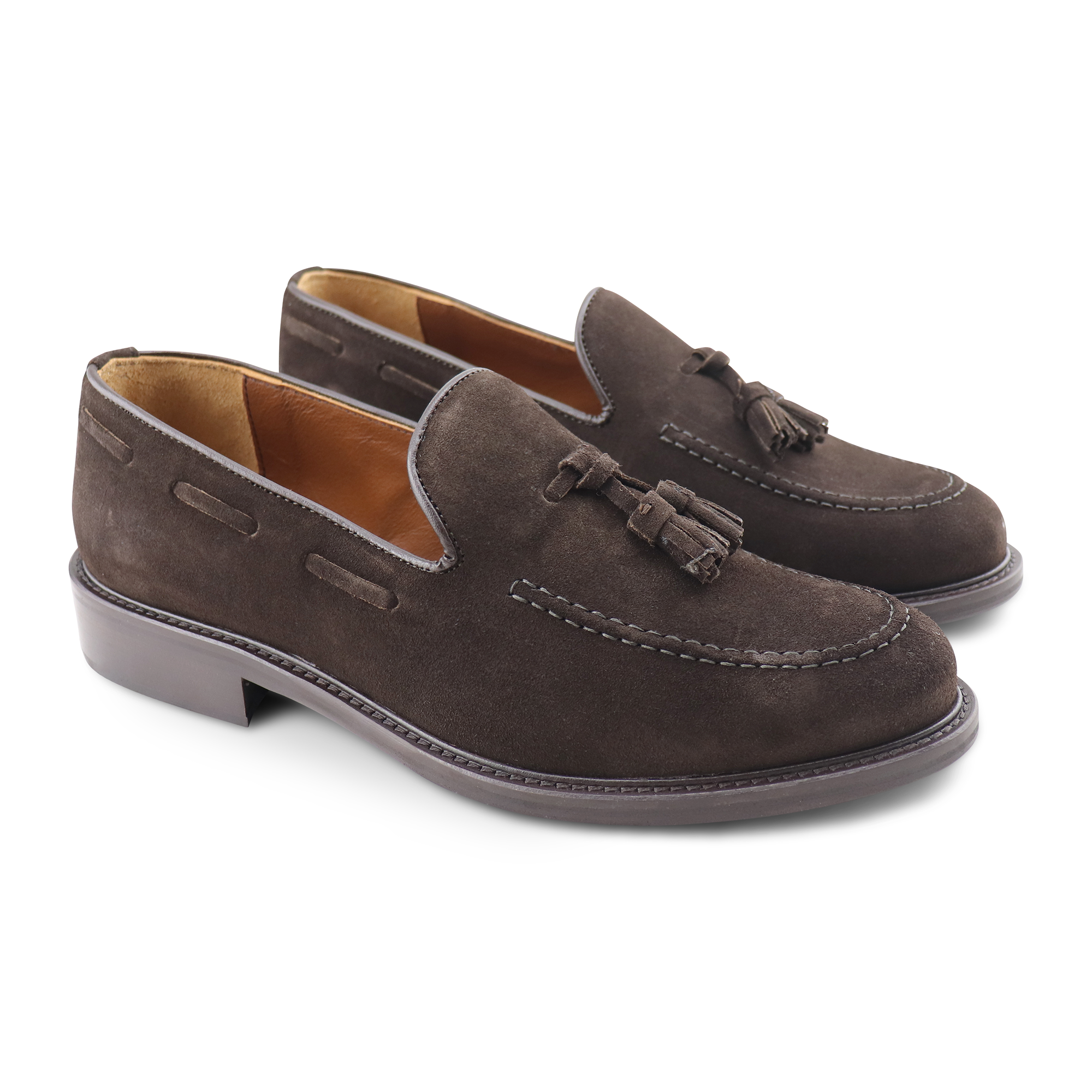 Tassel in dark brown suede