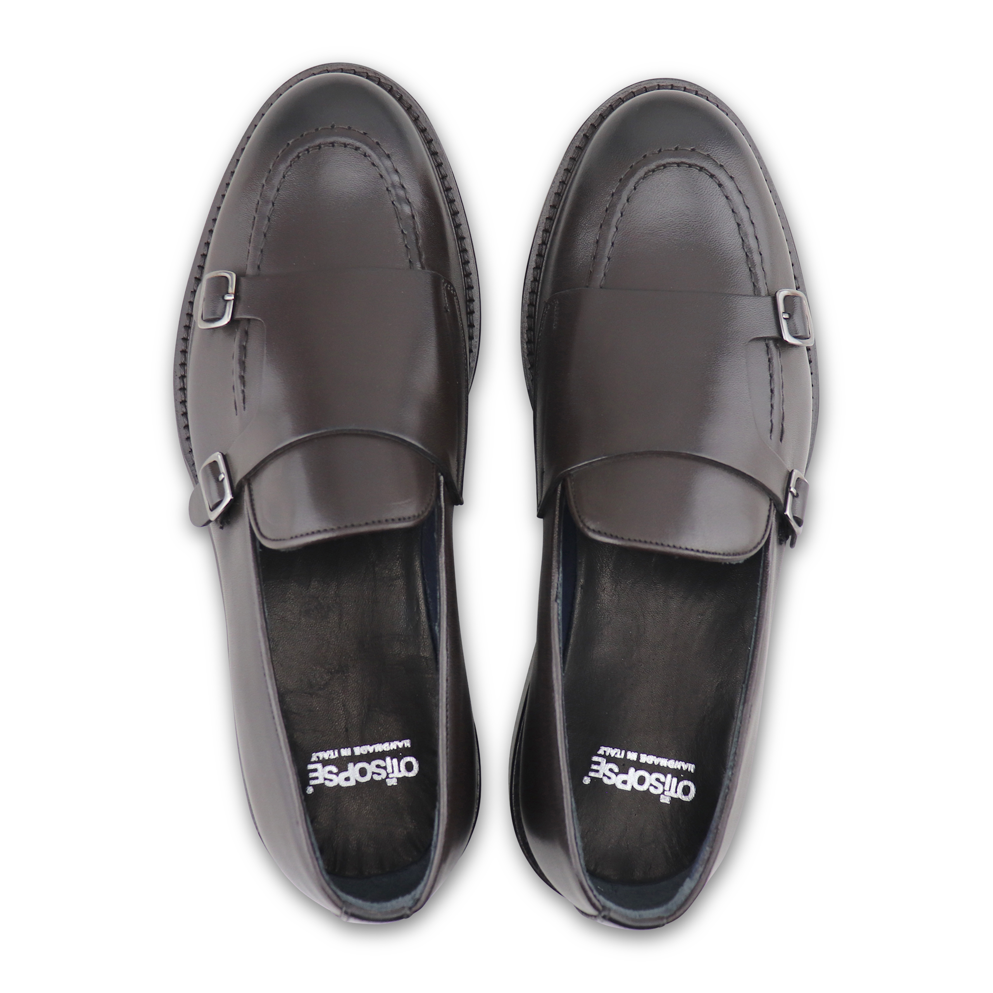 Doppia fibbia testa di moro in pelle