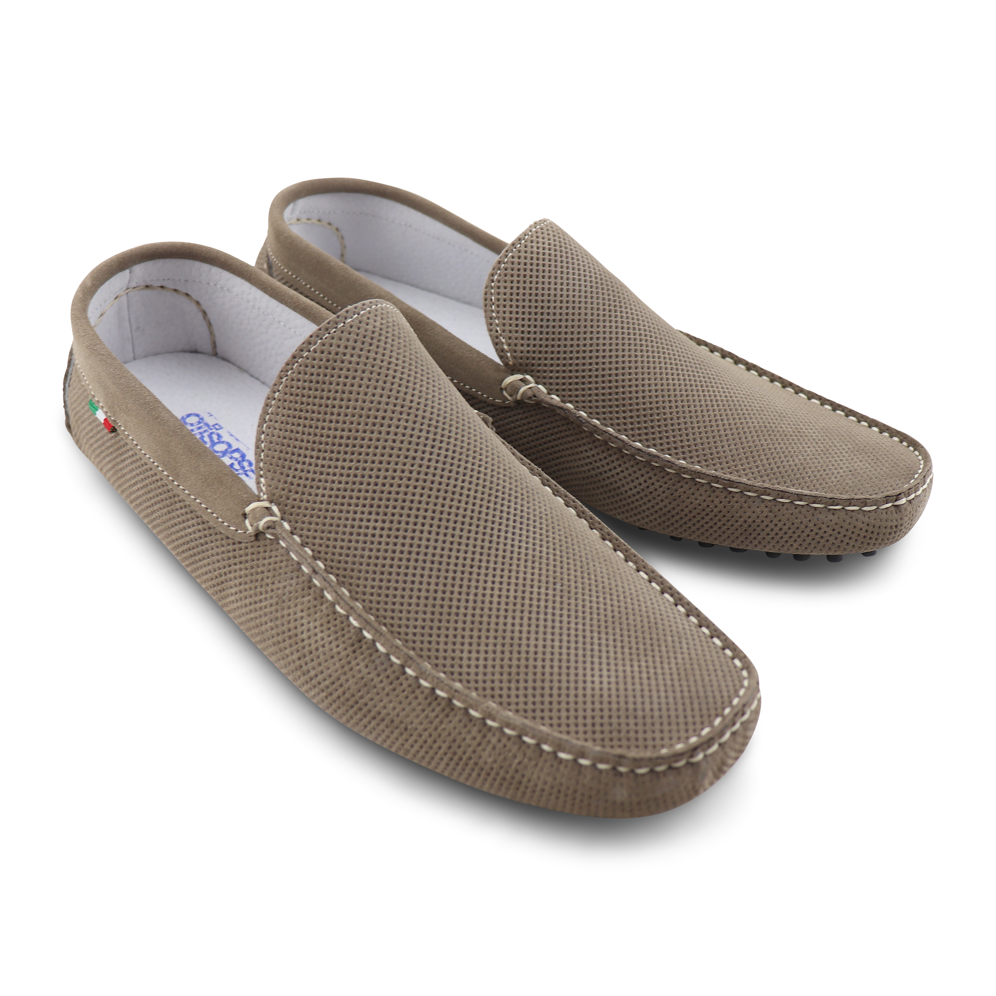 Gommini in camoscio forato tortora