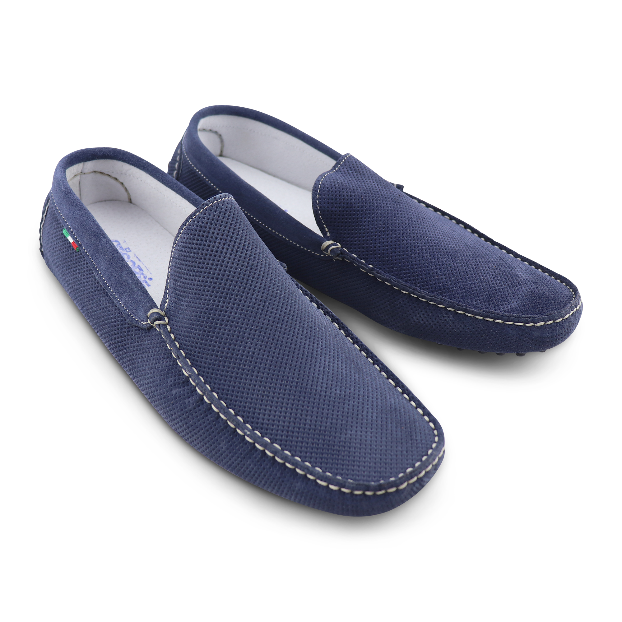 Driver in camoscio forato blu