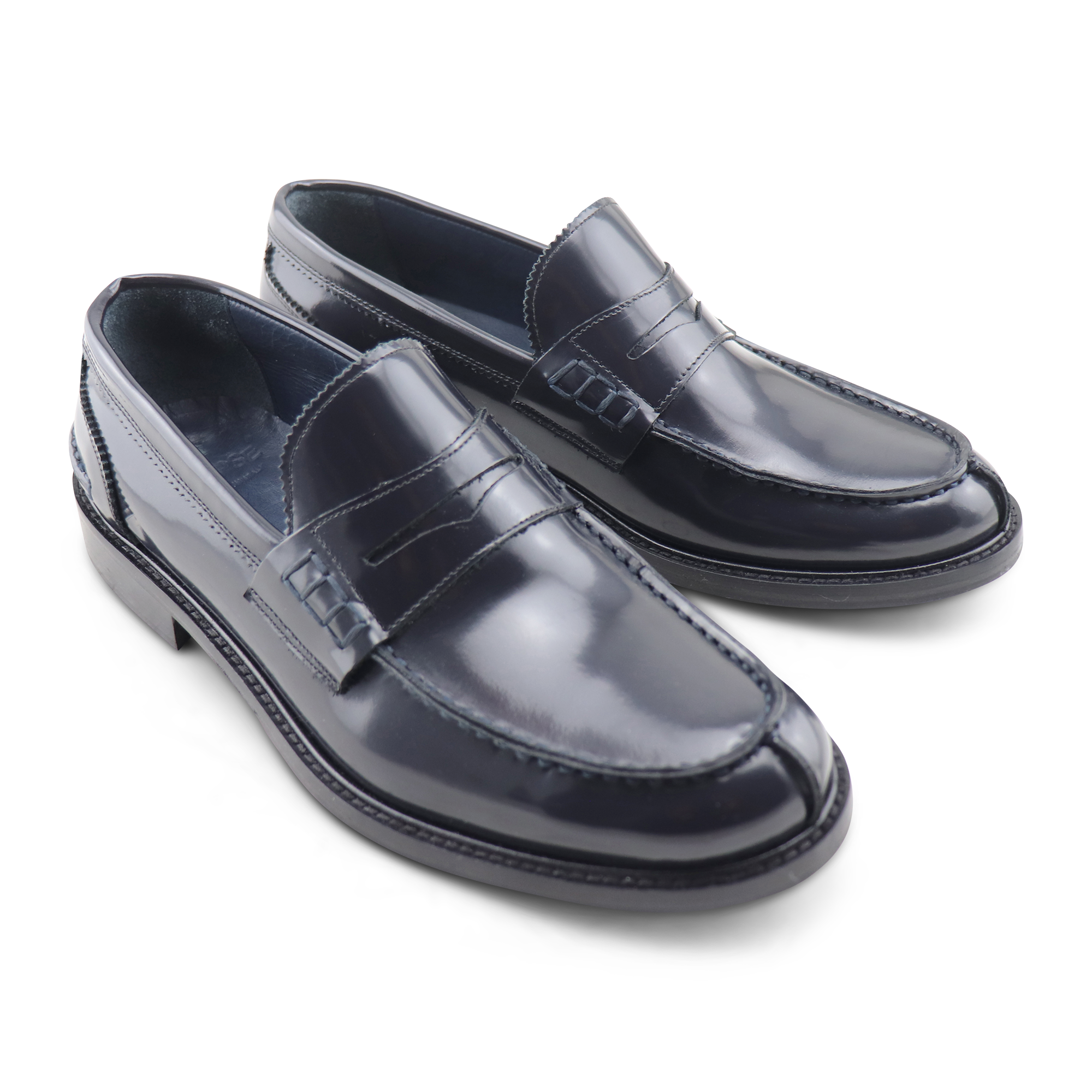 Mocassini in pelle abrasivata blu