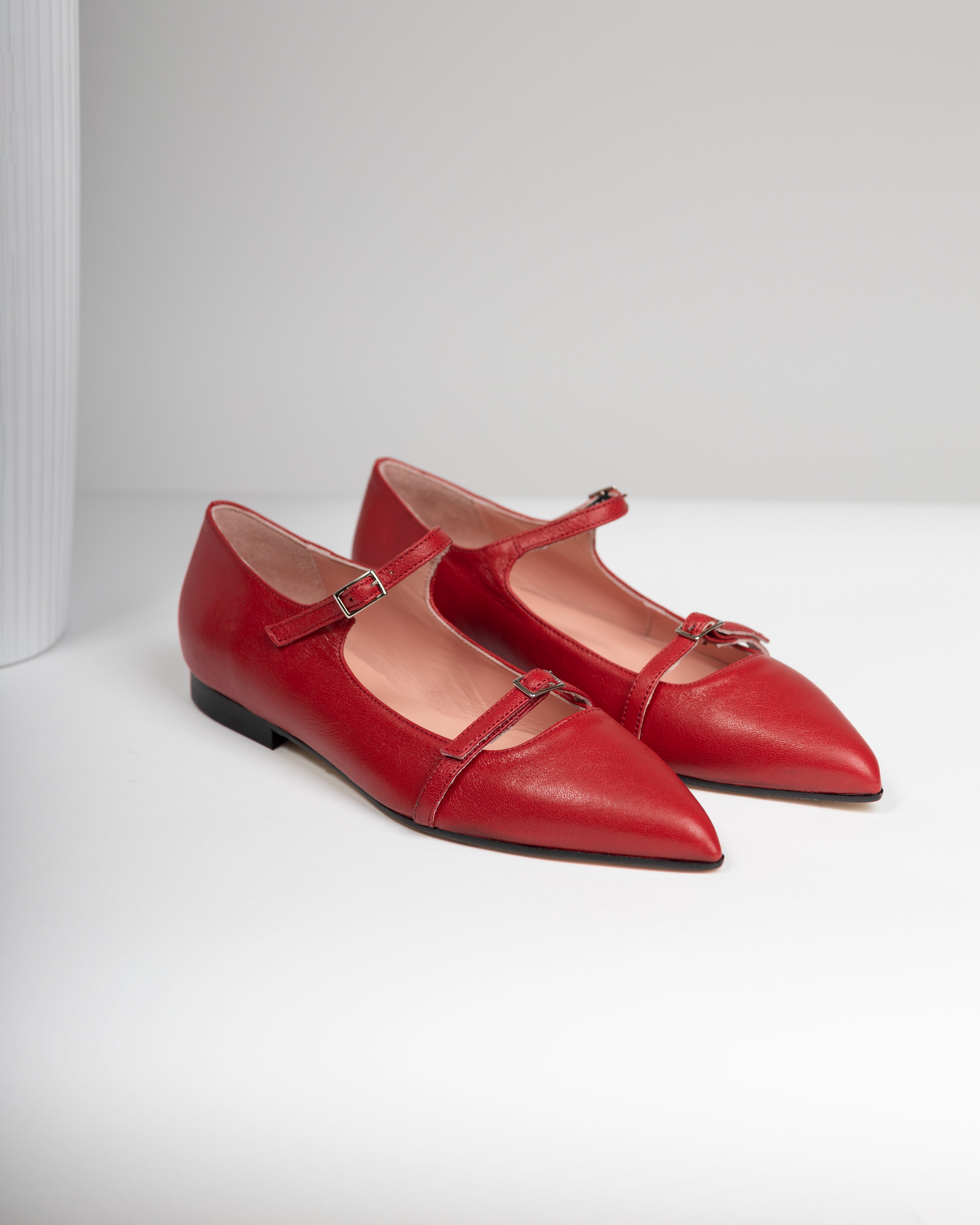 Imma red leather flat shoes