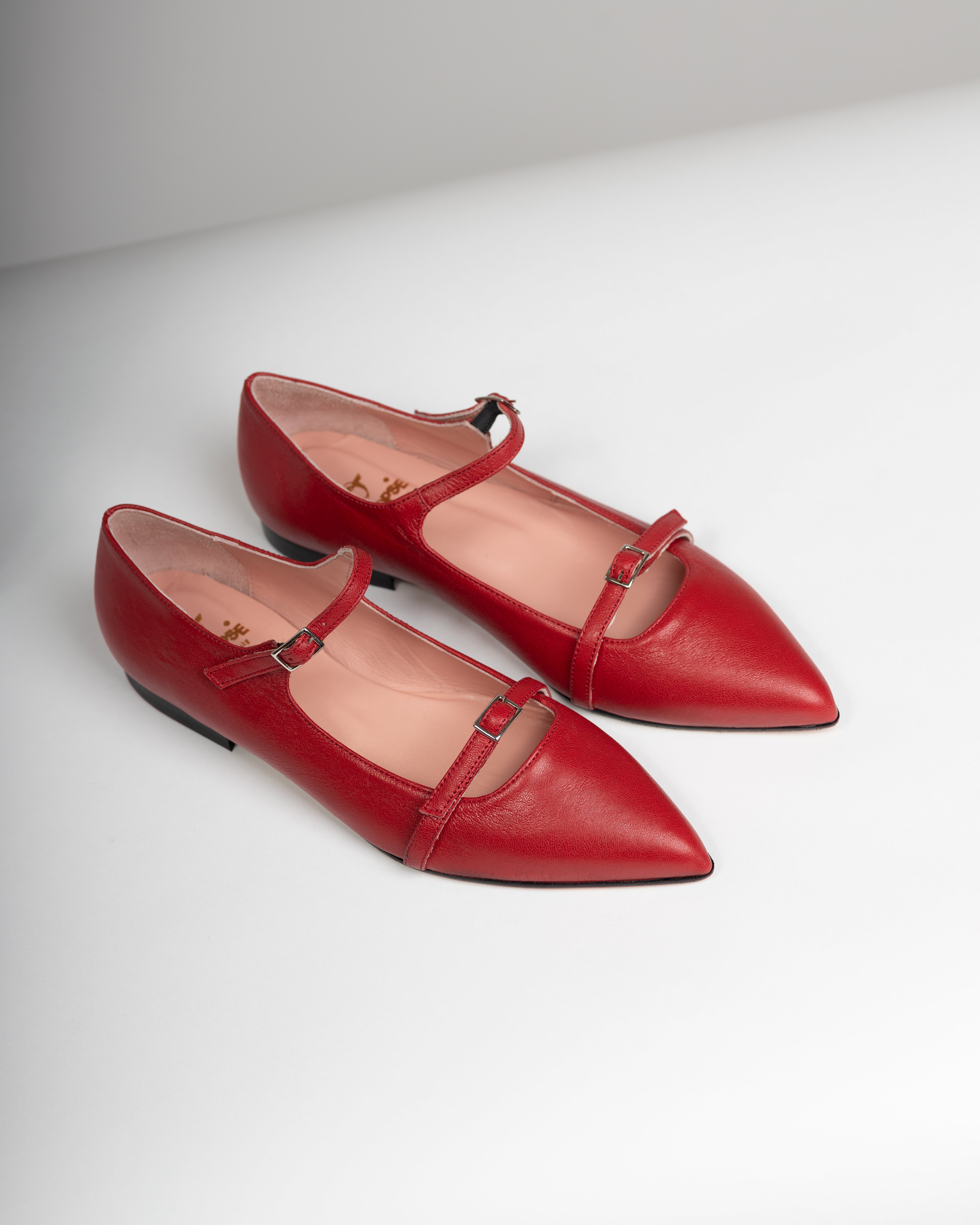Imma red leather flat shoes