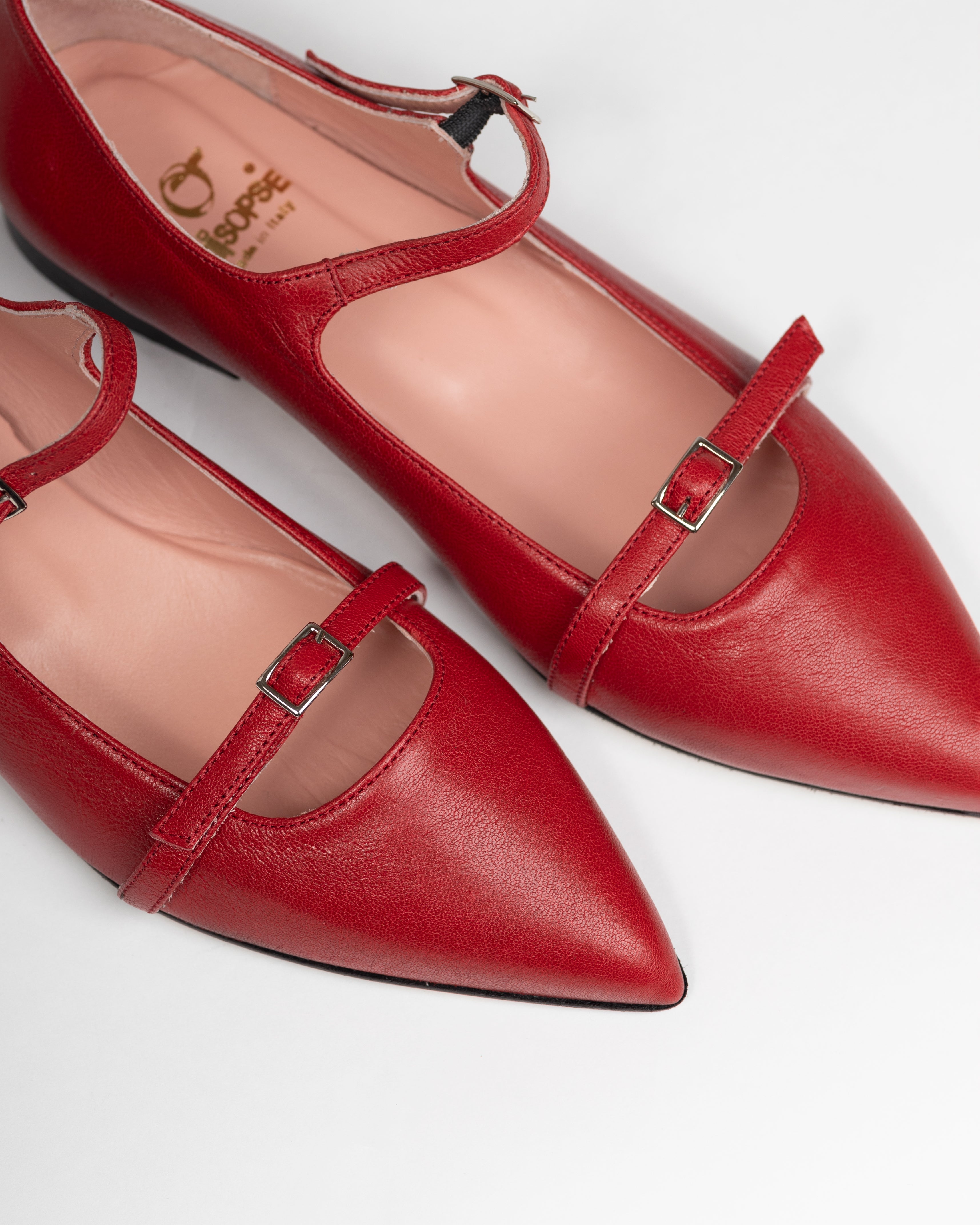 Imma red leather flat shoes