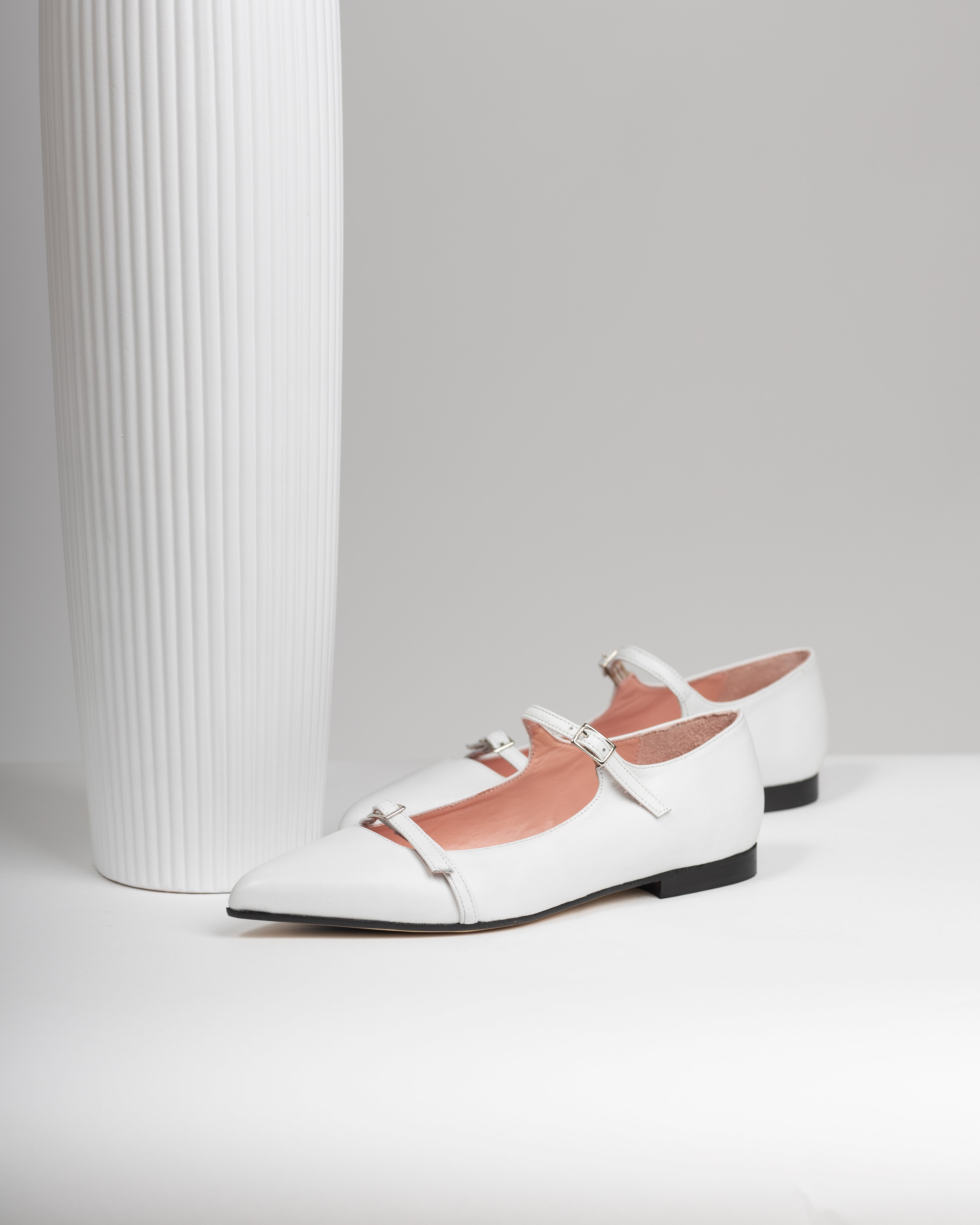 Imma white leather flat shoes