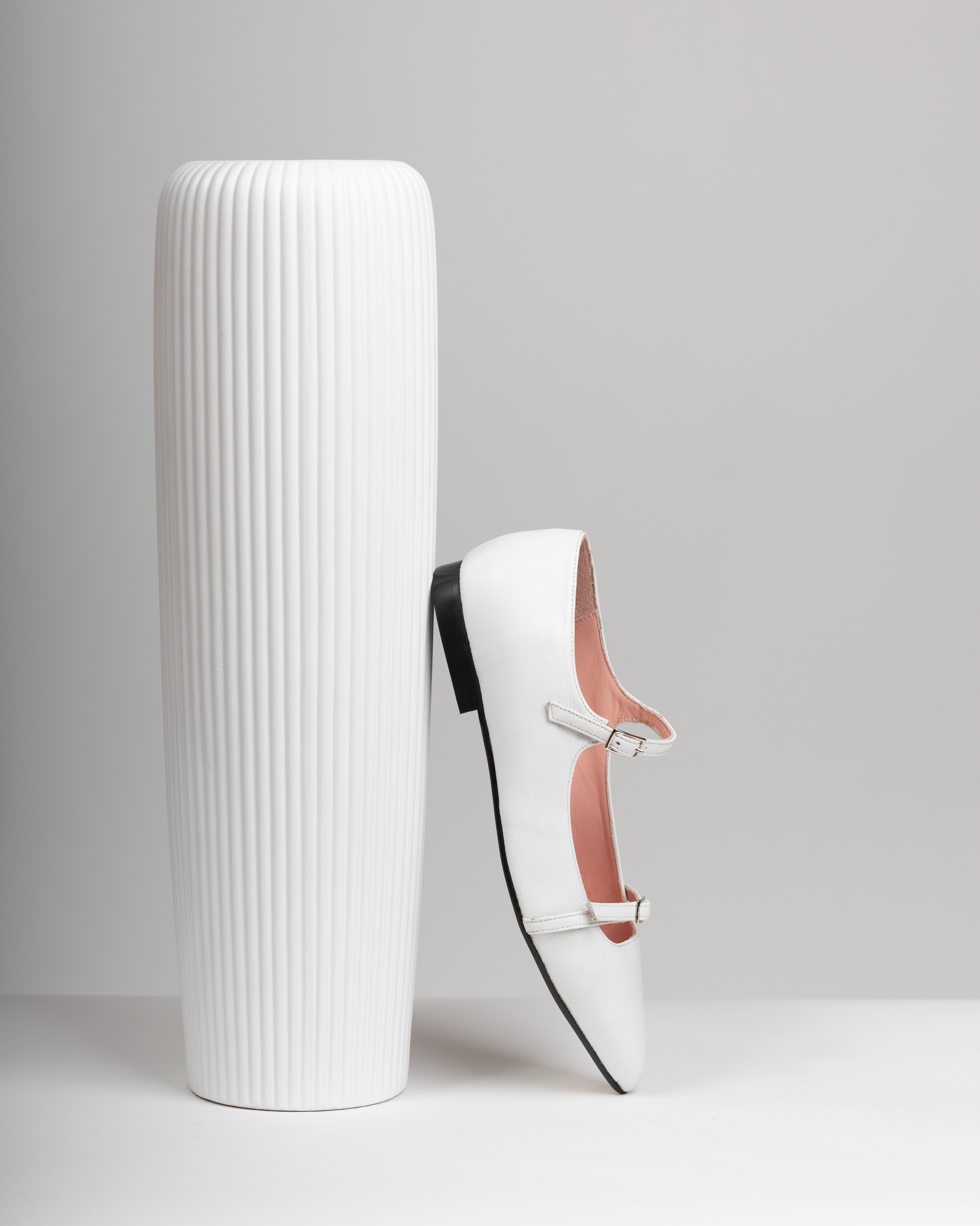 Imma white leather flat shoes