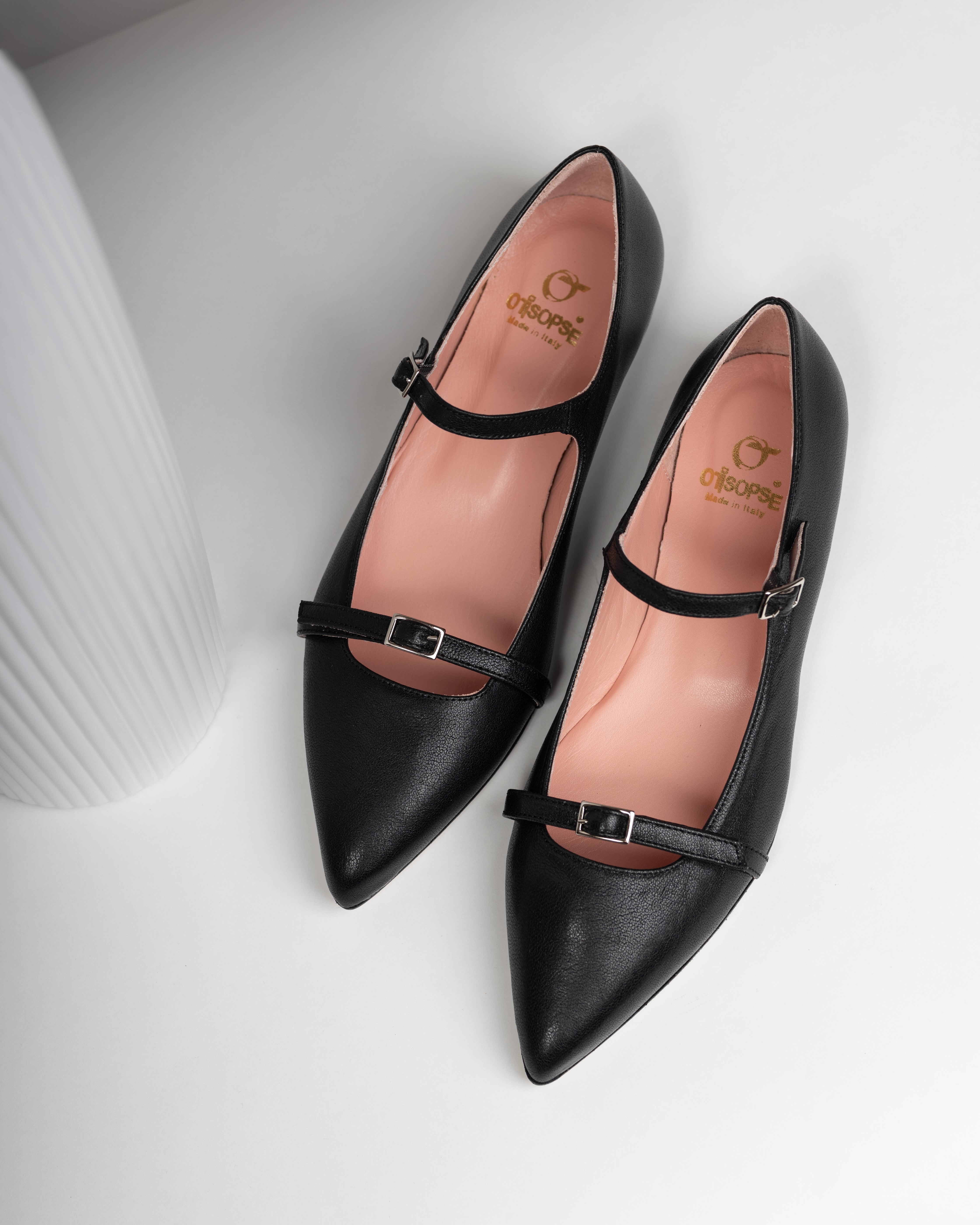 Imma black leather flat shoes