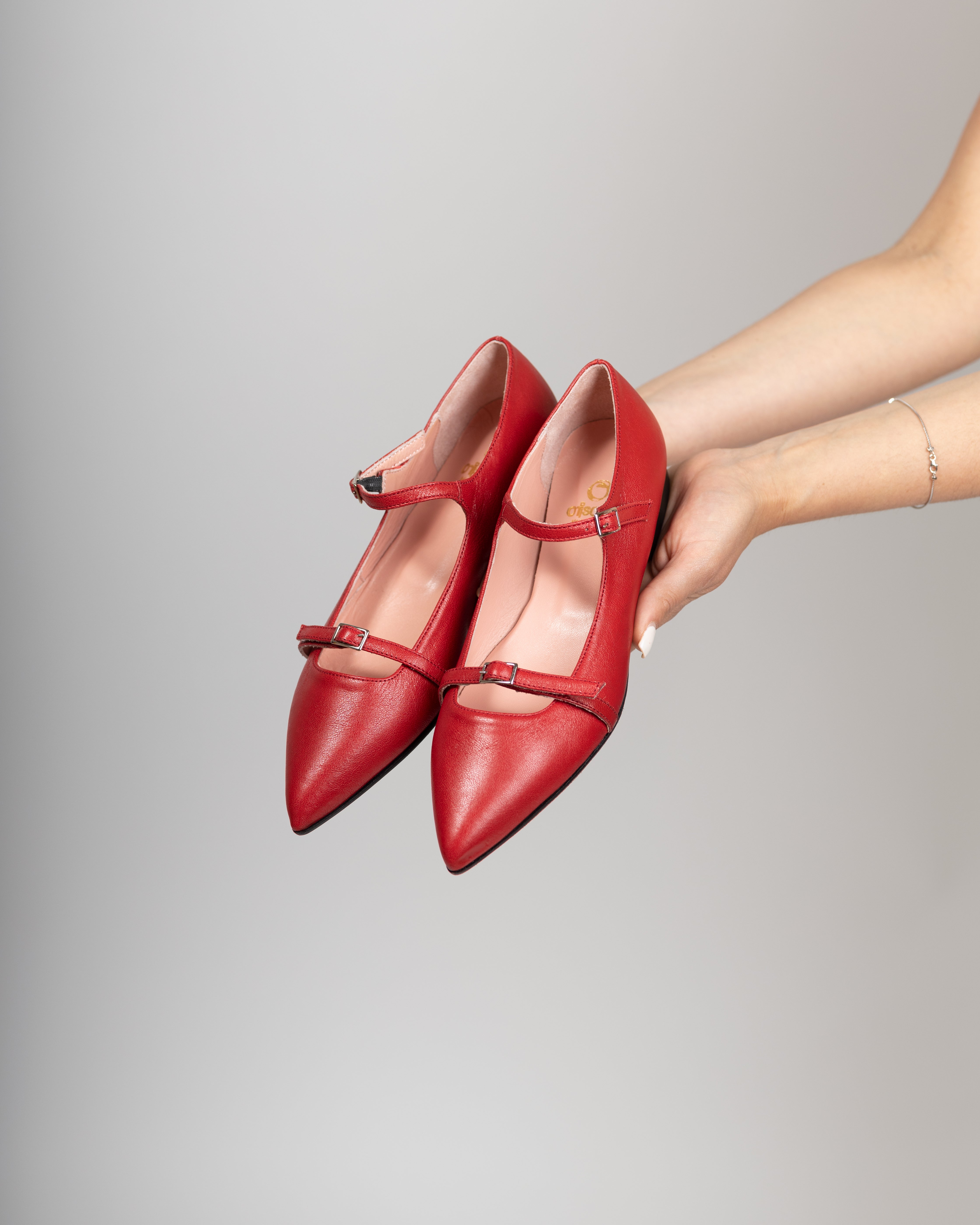 Imma red leather flat shoes