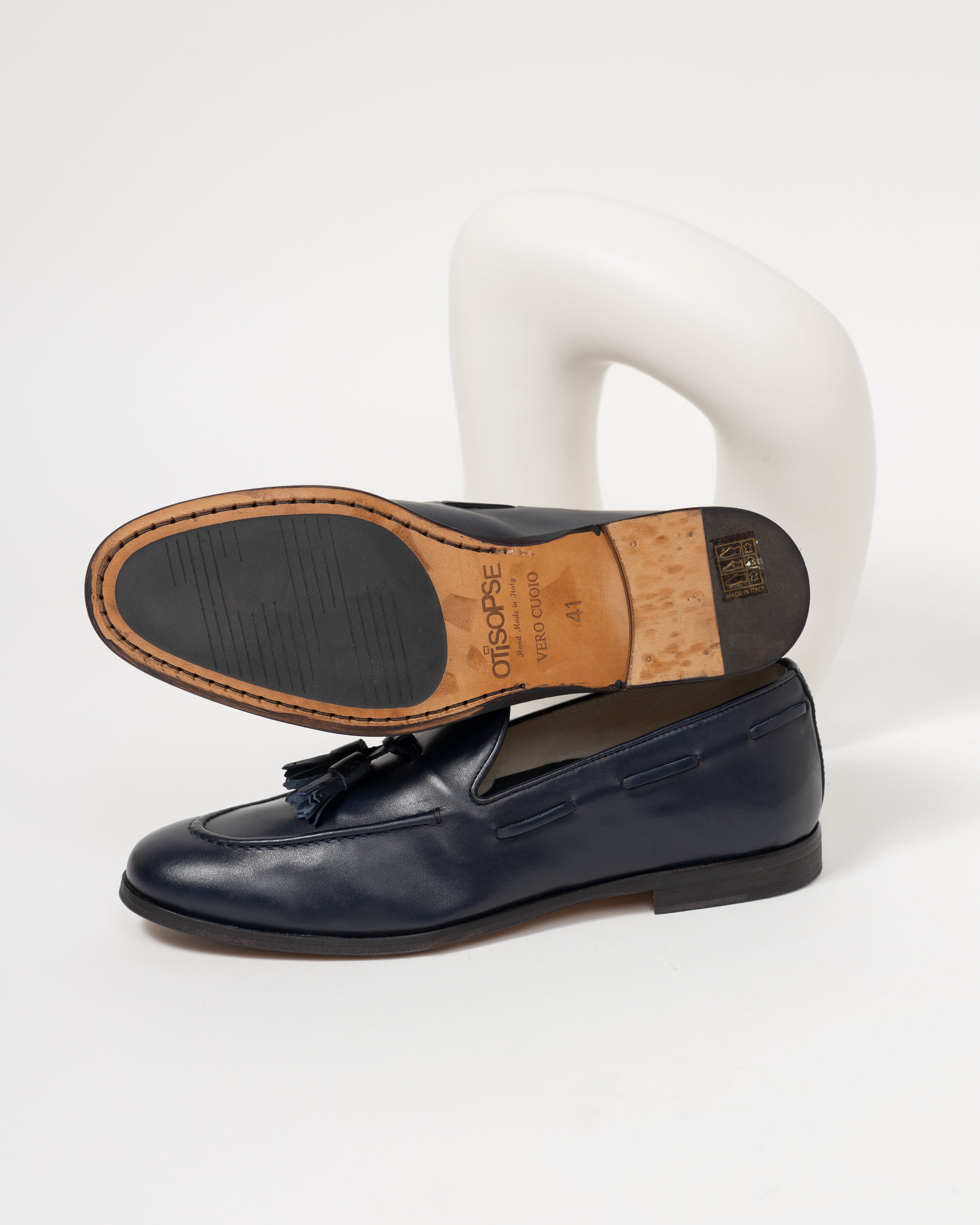 Slippers blu in pelle