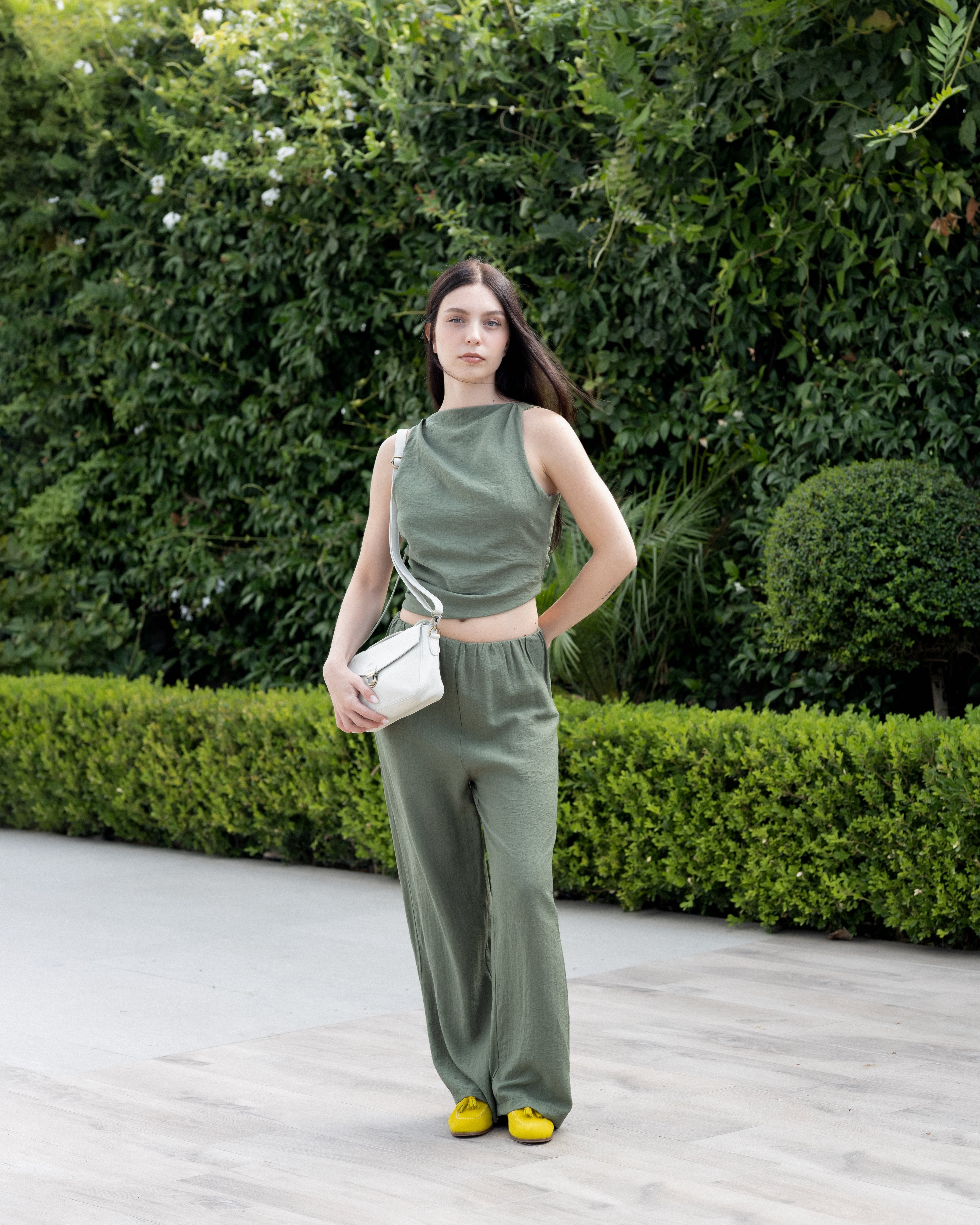 Yellow suede moccasins