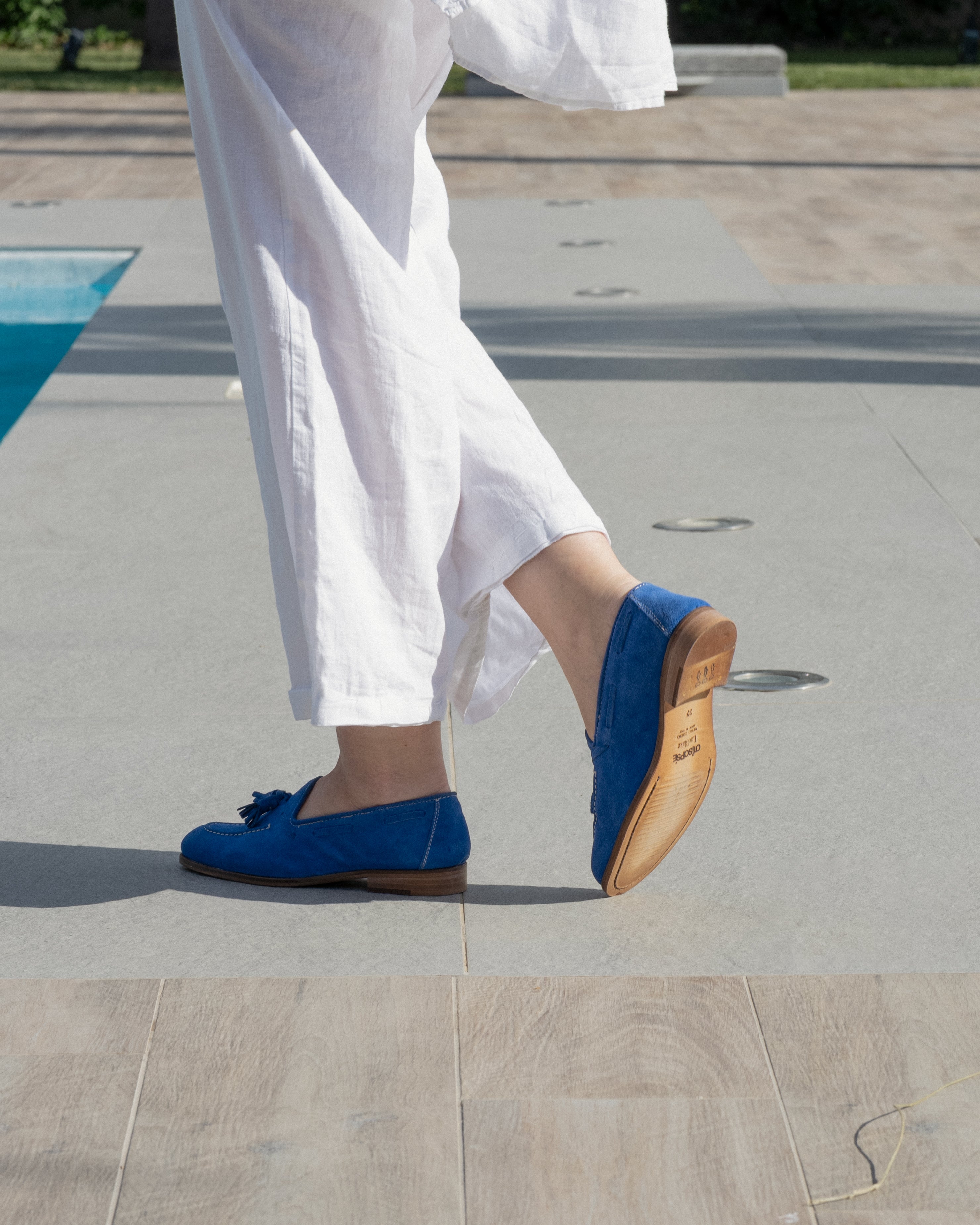 Mocassini bluette in camoscio