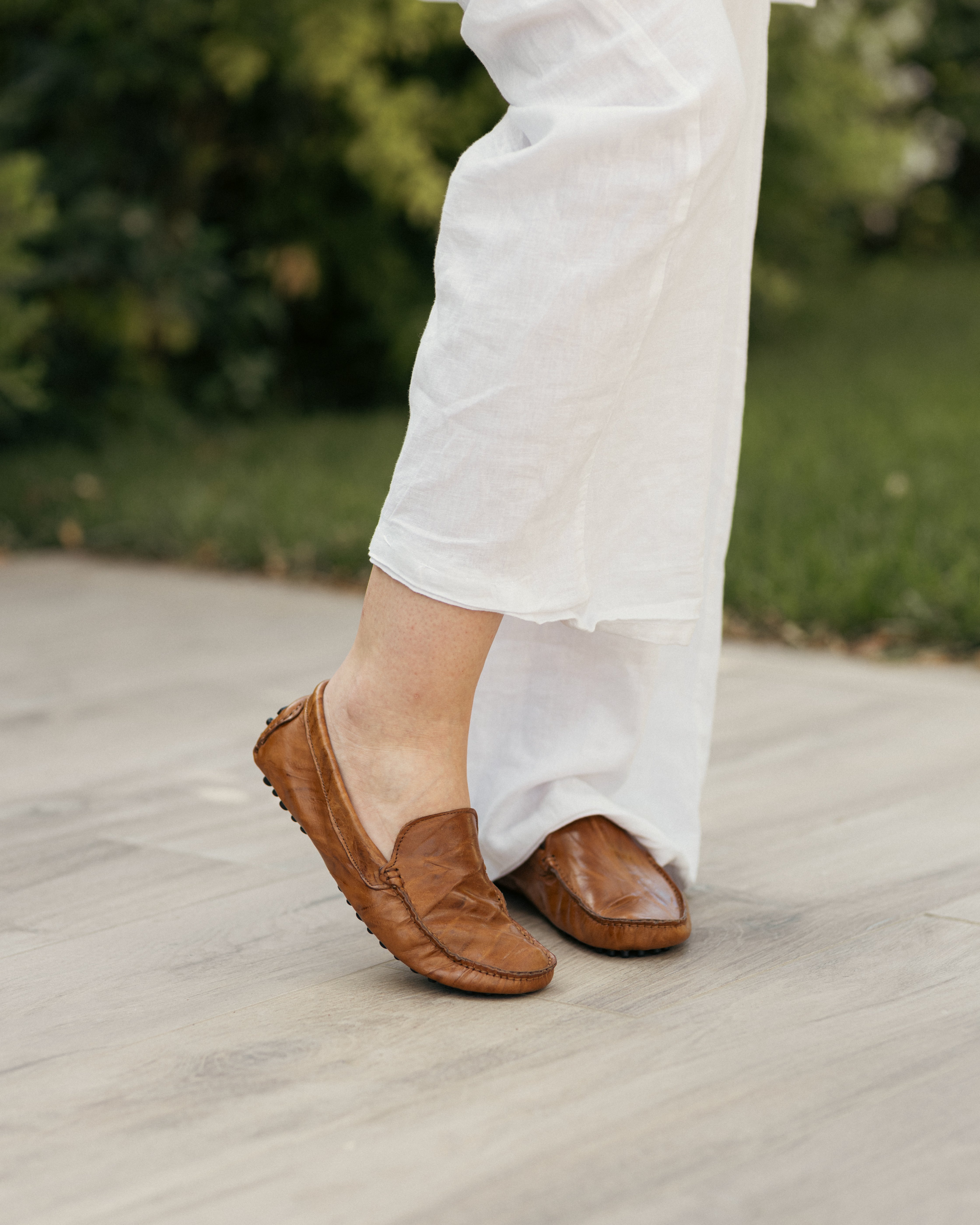 Leather moccasins in leather