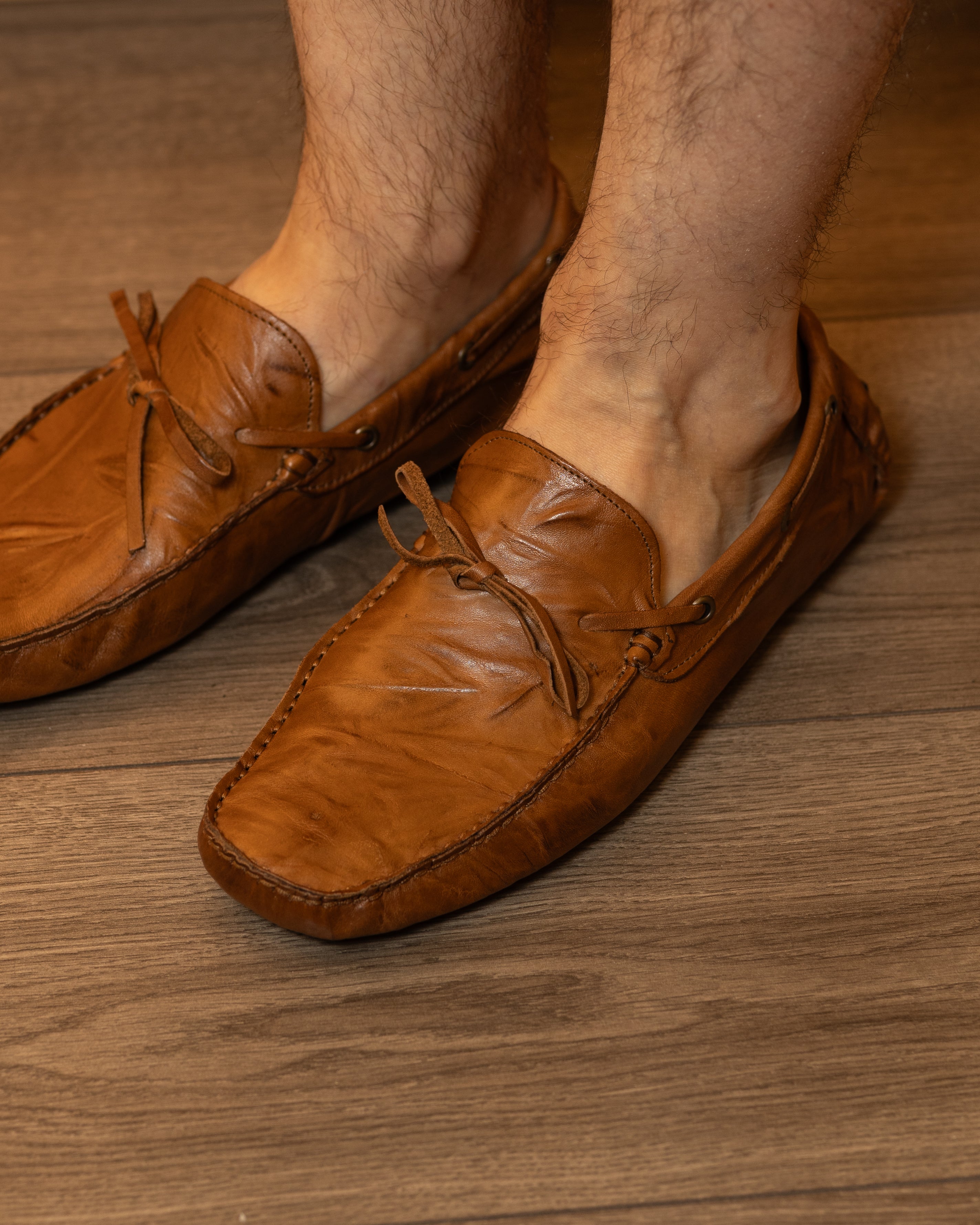 Gommini cuoio in pelle stropicciata